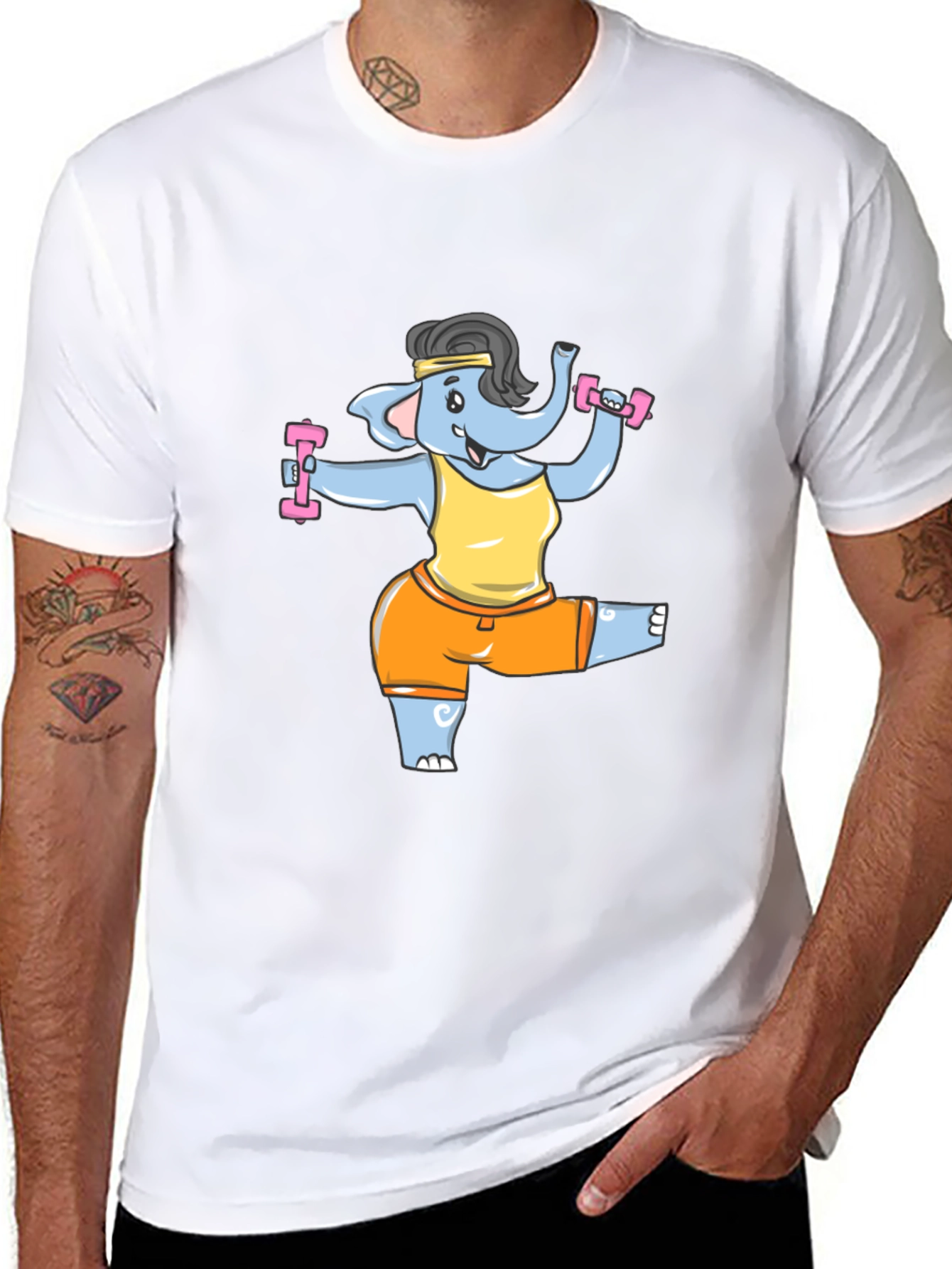 Funny Elephant Gym T-Shirt - Black