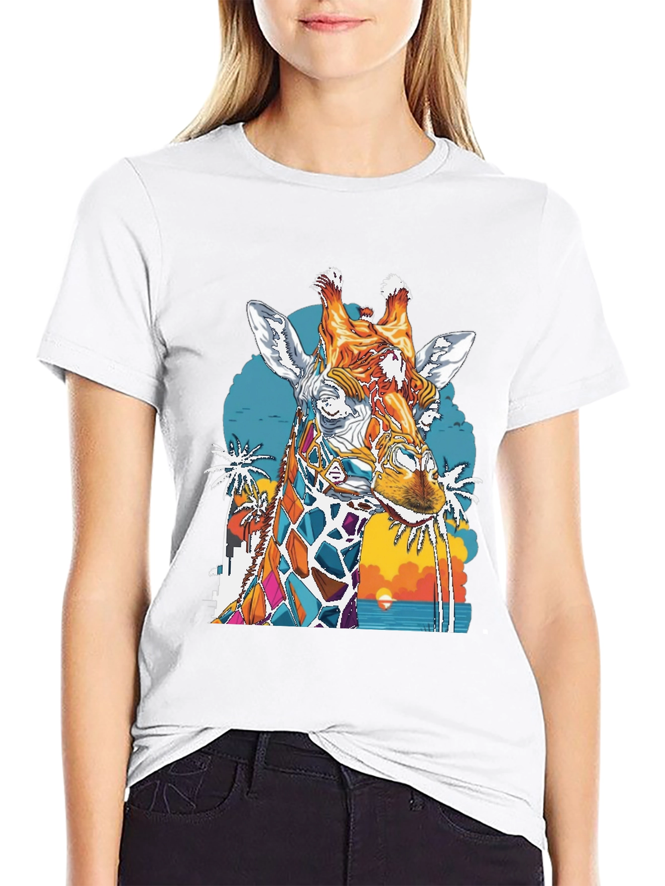 Giraffe Sunset Graphic Tee