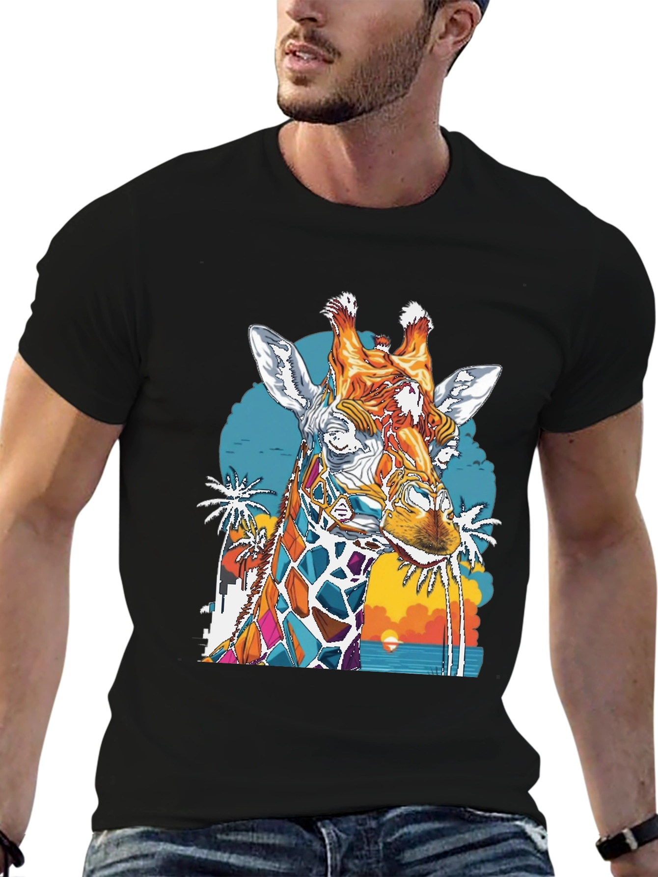 Giraffe Sunset Graphic Tee