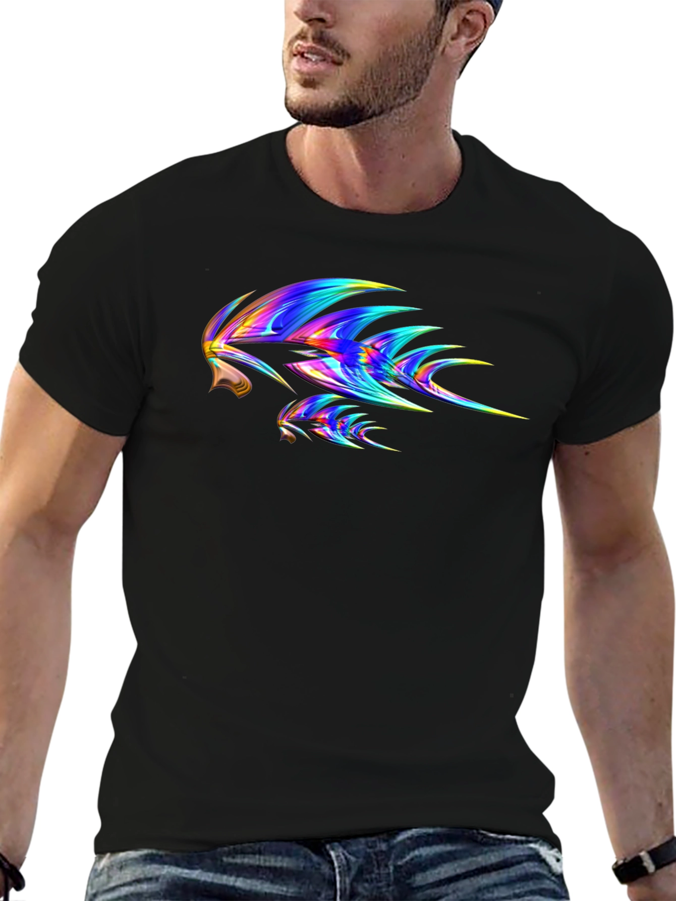Abstract Tribal Print Black T-Shirt