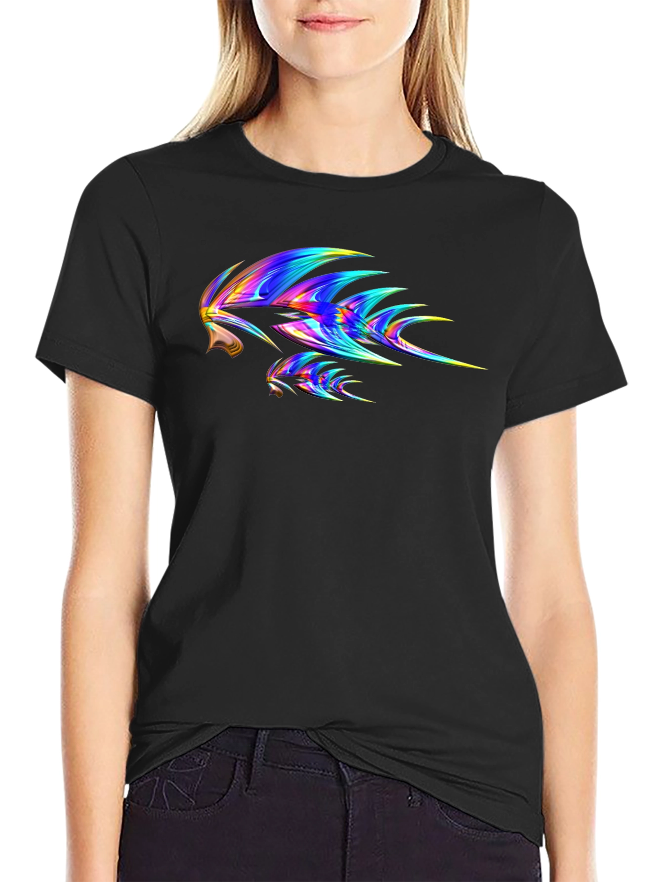 Abstract Tribal Print Black T-Shirt