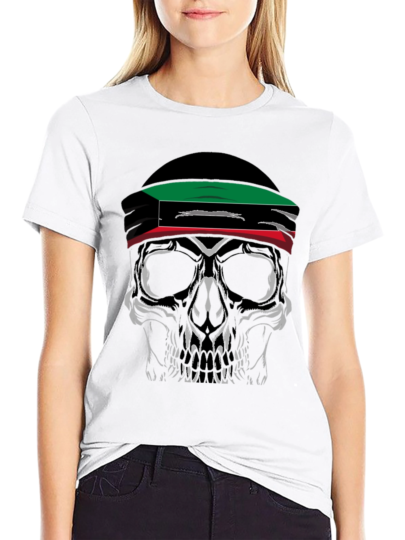 Skull Kuwait Flag T-Shirt - Graphic Tee