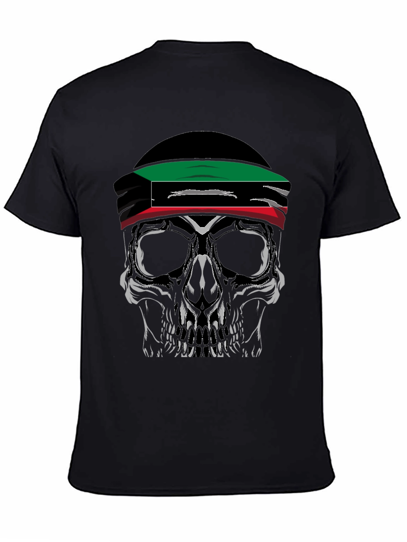 Skull Kuwait Flag T-Shirt - Graphic Tee