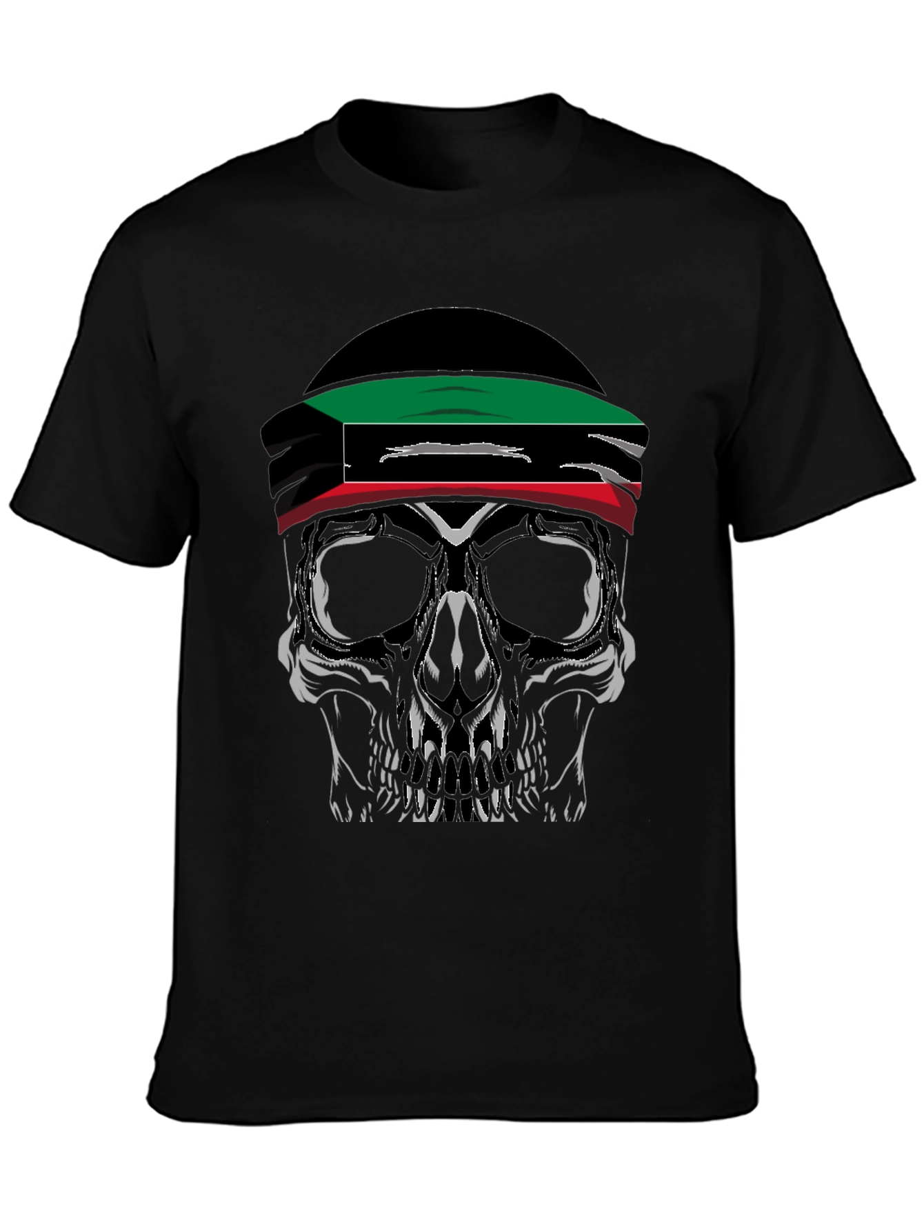 Skull Kuwait Flag T-Shirt - Graphic Tee