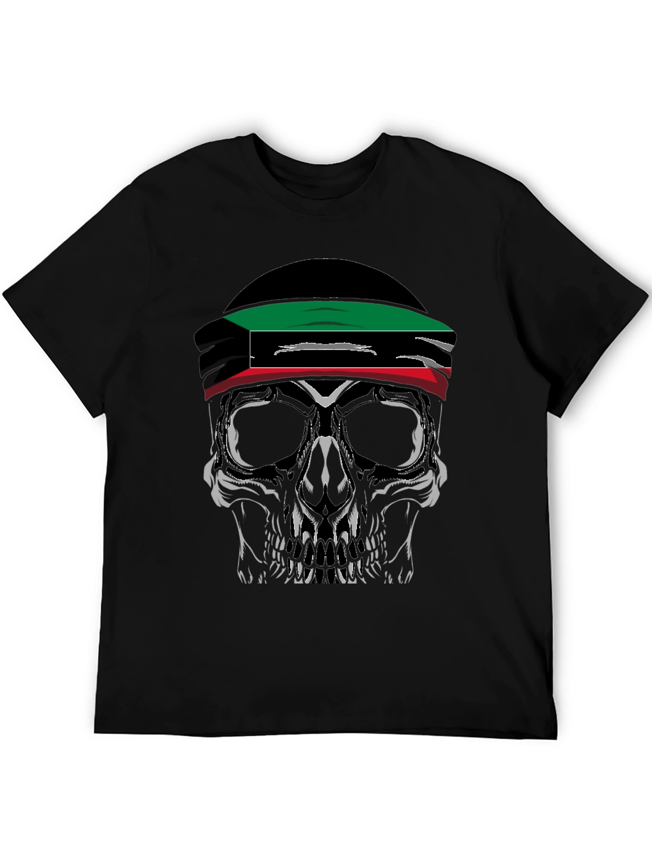 Skull Kuwait Flag T-Shirt - Graphic Tee