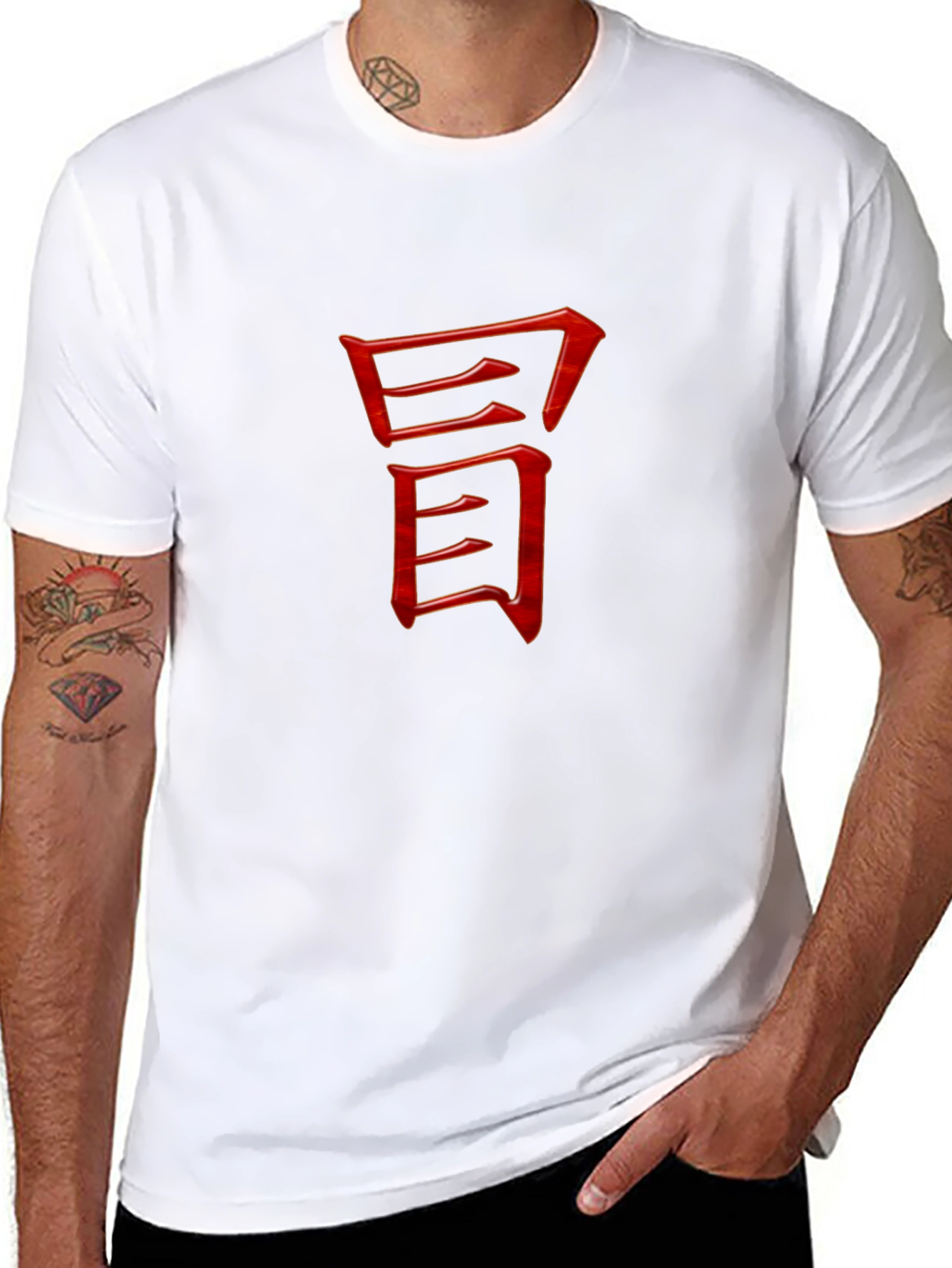 Red Kanji Graphic Tee - Modern Black T-Shirt