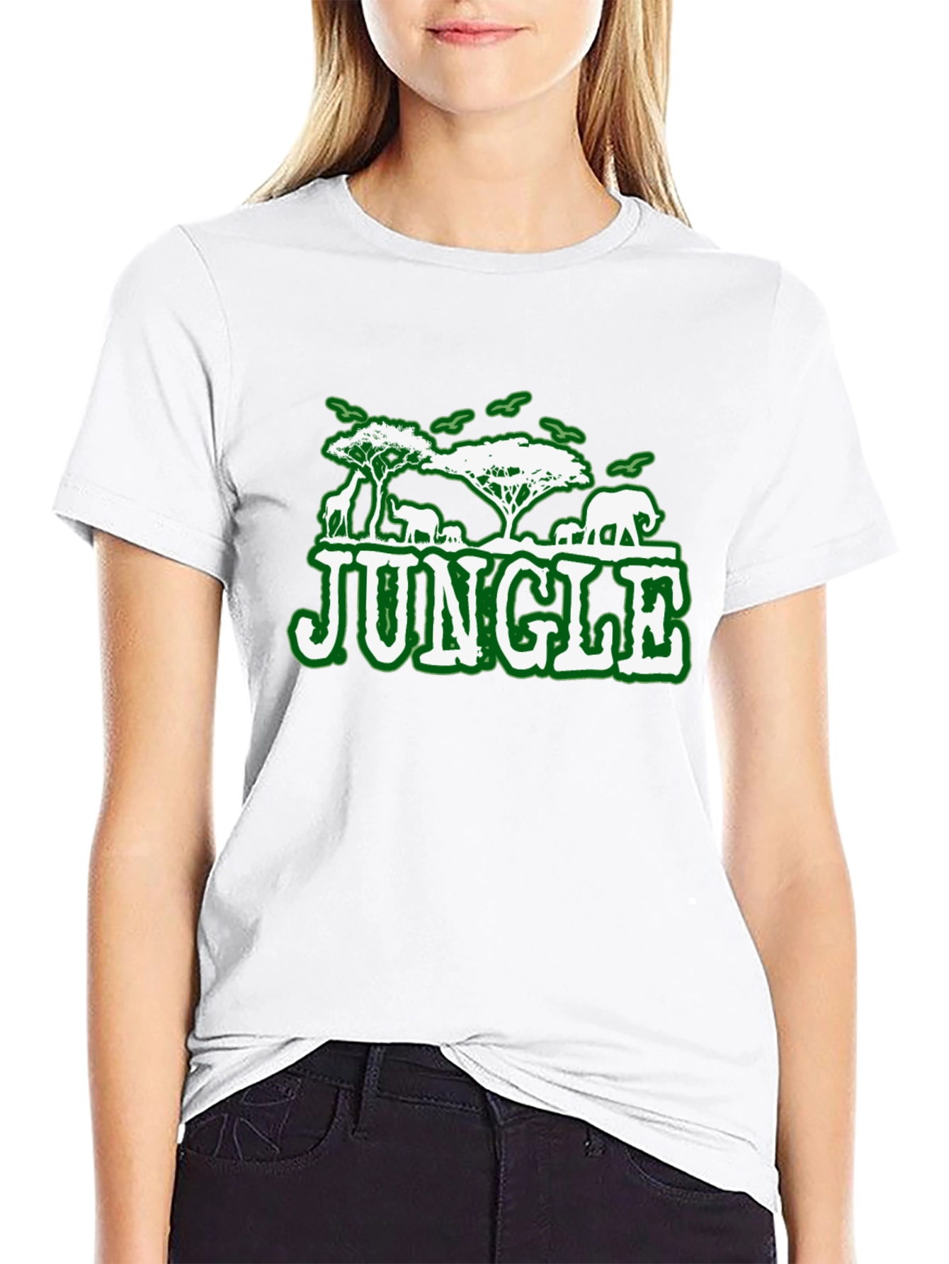 Jungle Animal Graphic Print Black T-Shirt