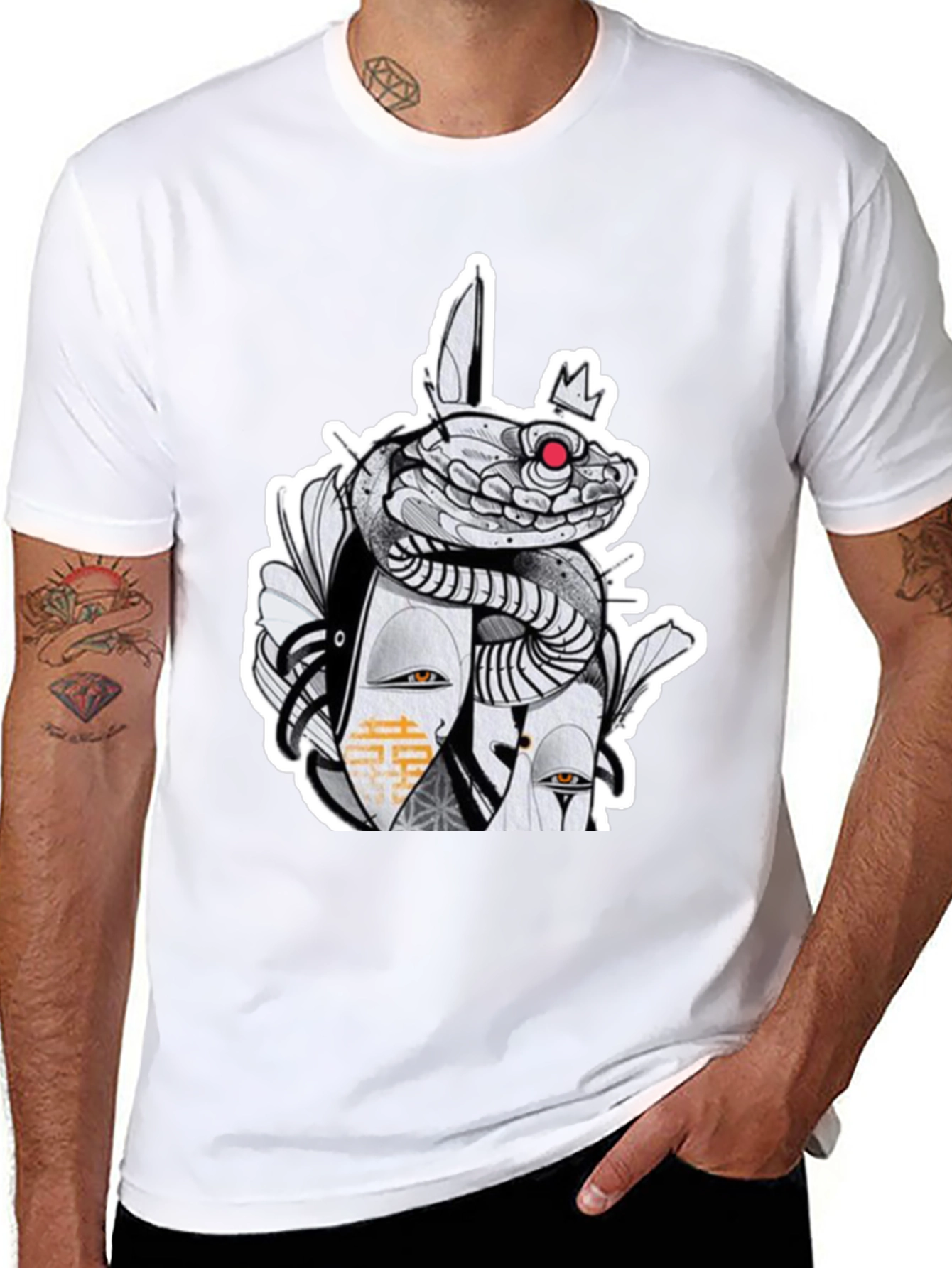 Snake & Mask Graphic Tee - Edgy Streetwear