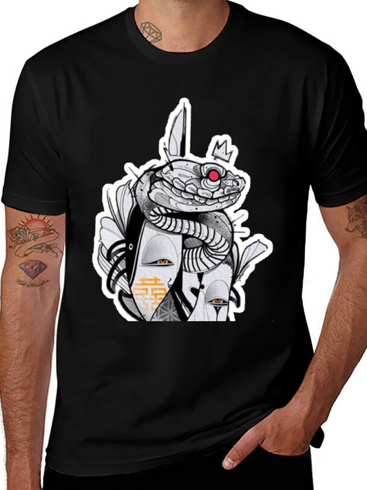 Snake & Mask Graphic Tee - Edgy Streetwear