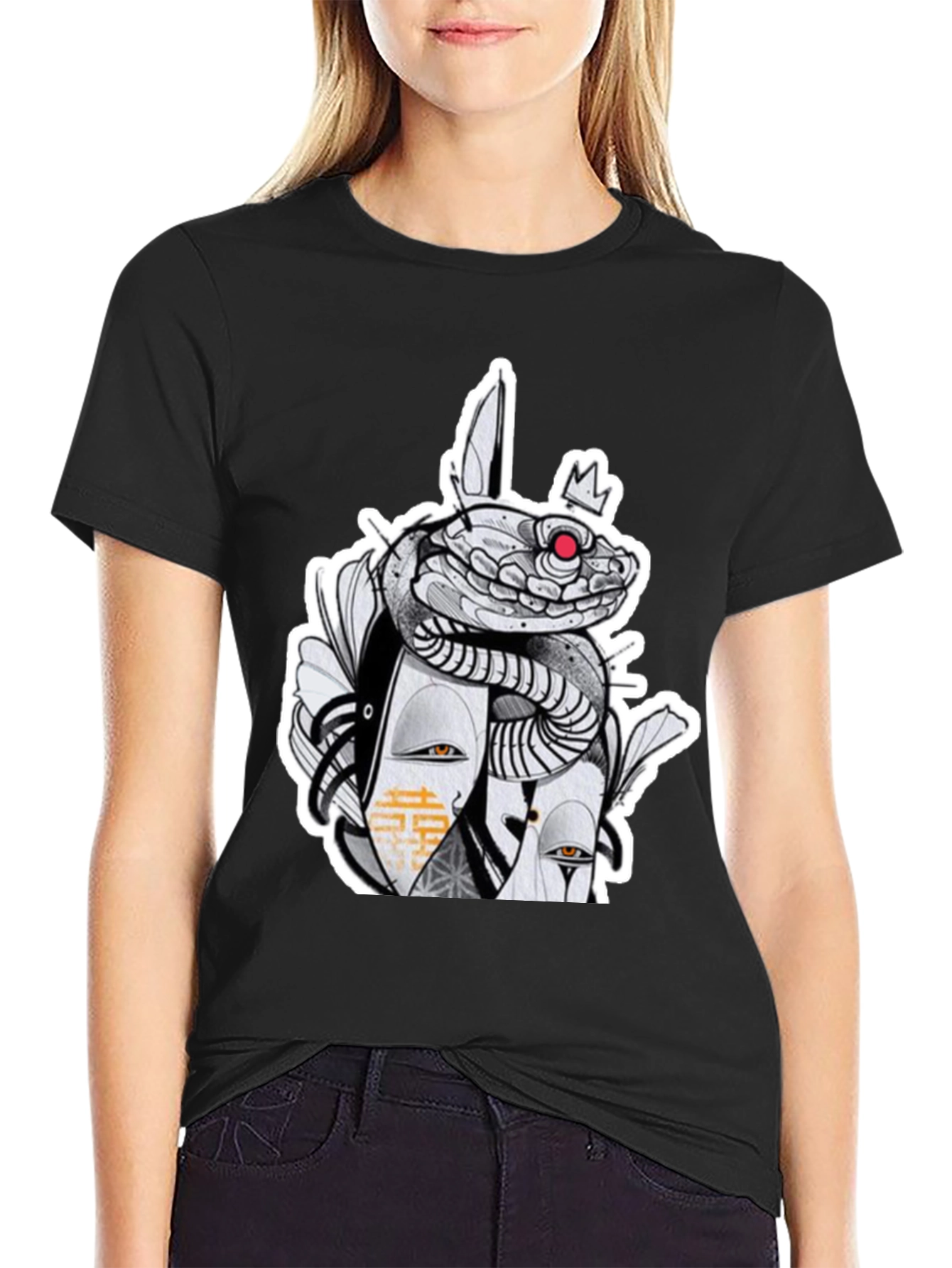 Snake & Mask Graphic Tee - Edgy Streetwear