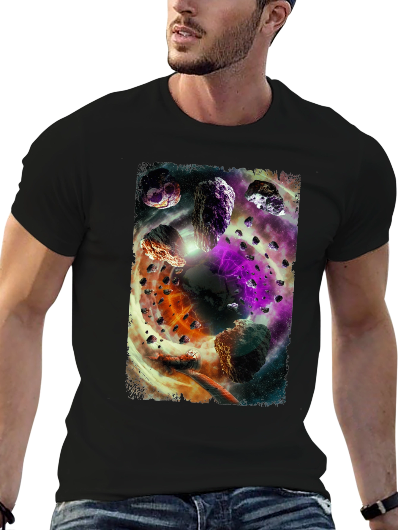 Asteroid Belt Graphic T-Shirt - Cosmic Design