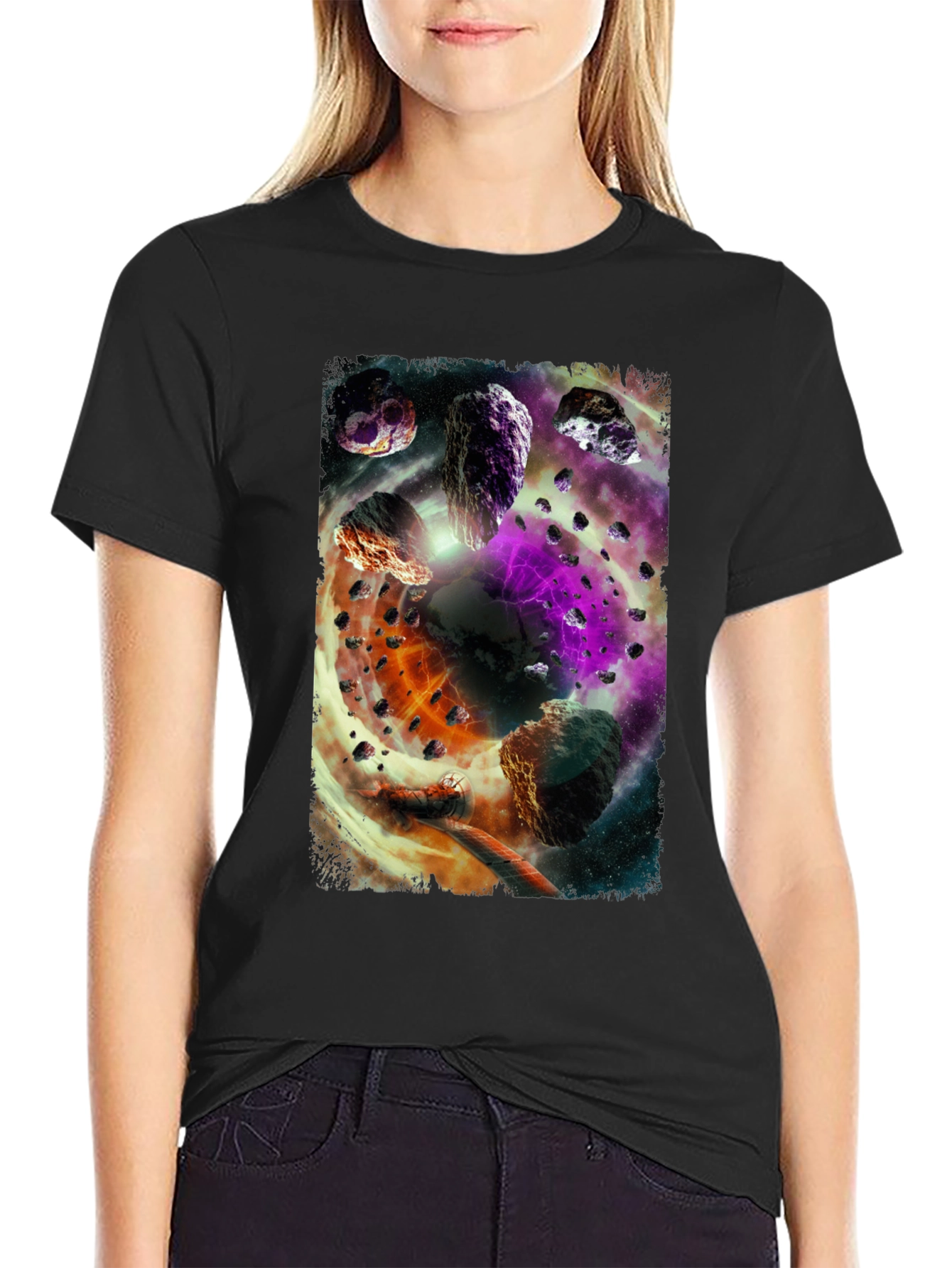 Asteroid Belt Graphic T-Shirt - Cosmic Design