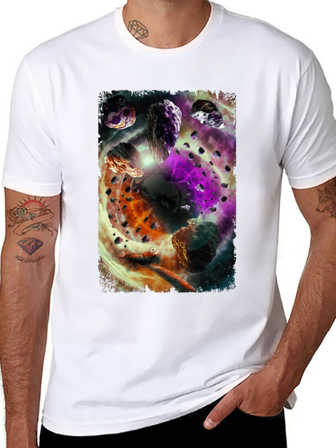 Asteroid Belt Graphic T-Shirt - Cosmic Design
