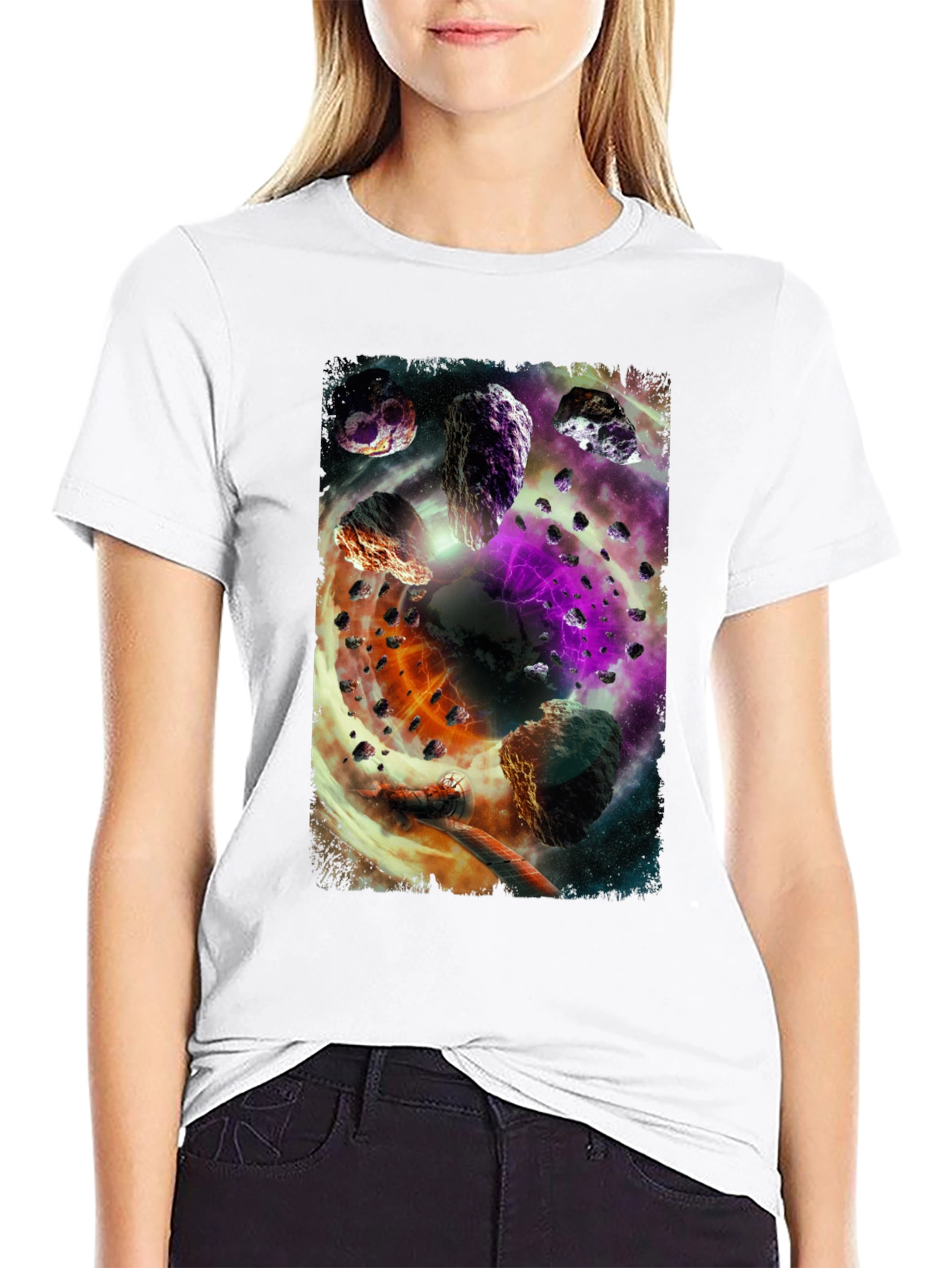 Asteroid Belt Graphic T-Shirt - Cosmic Design