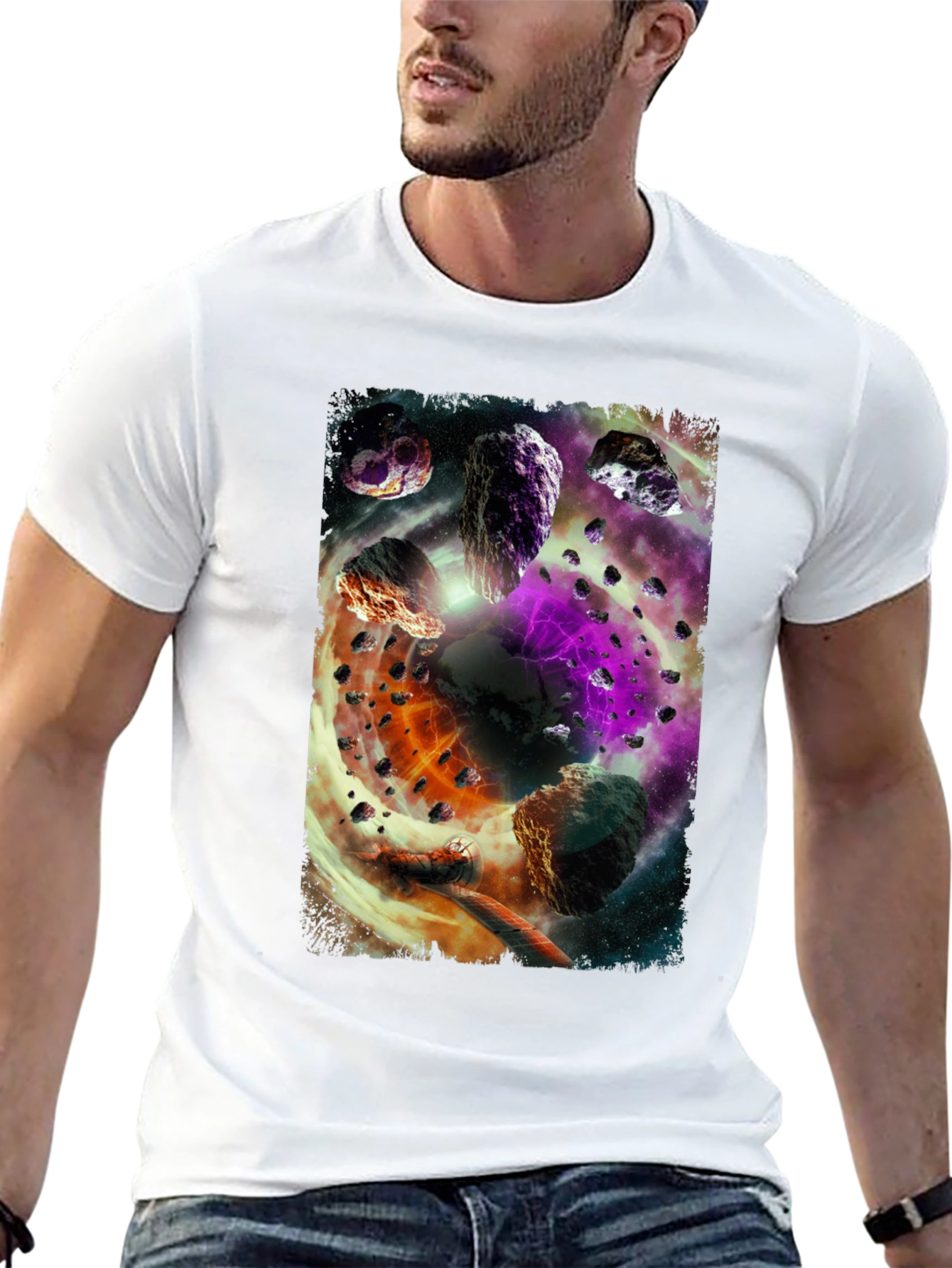 Asteroid Belt Graphic T-Shirt - Cosmic Design
