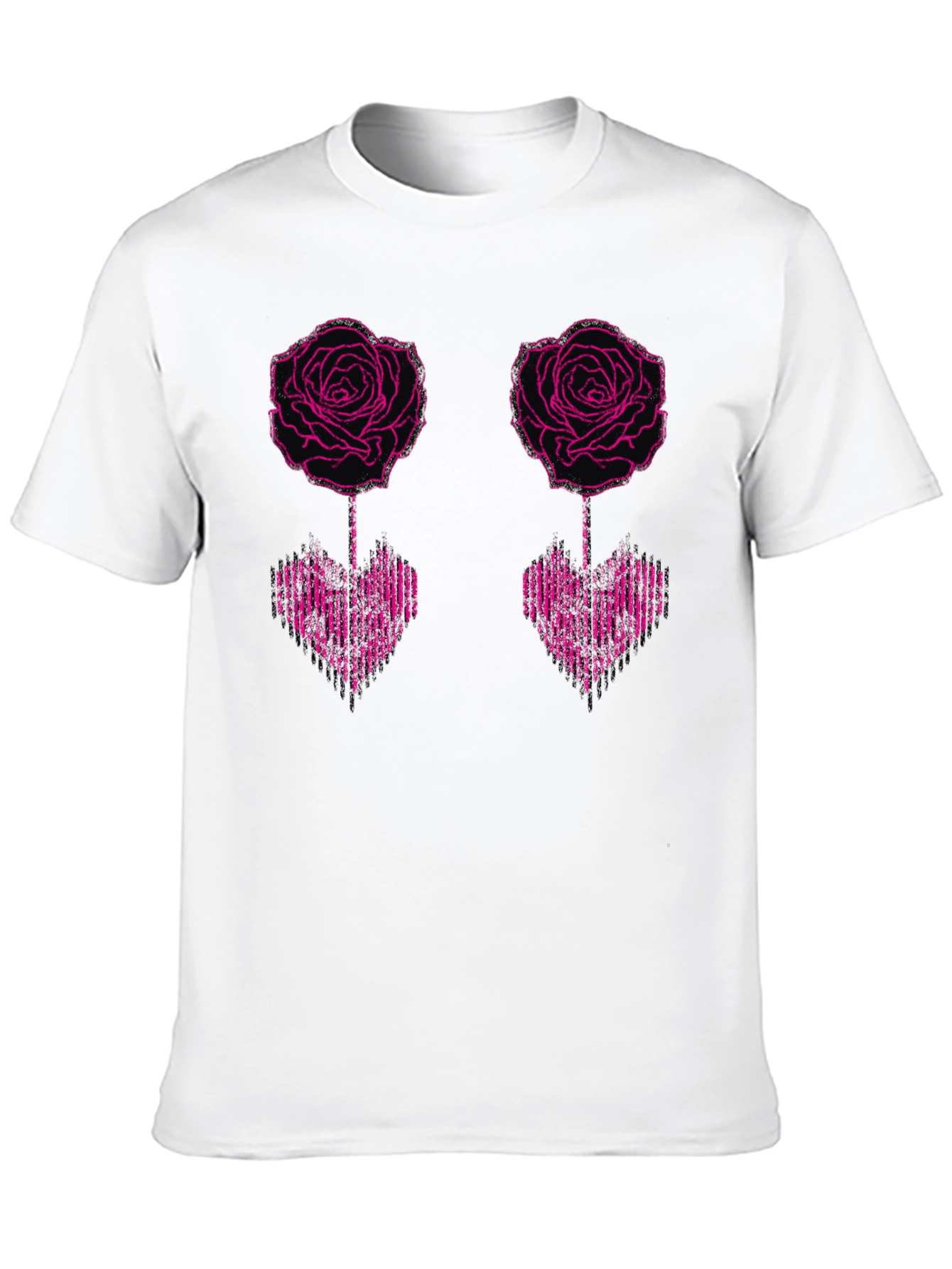 Rose Heart Graphic Tee - Black