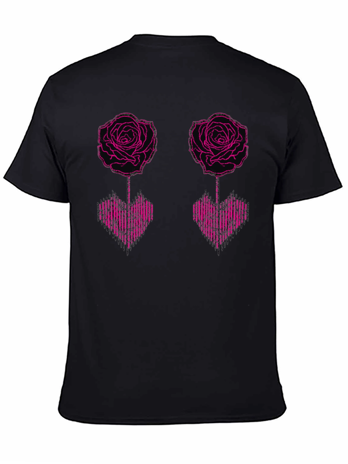 Rose Heart Graphic Tee - Black