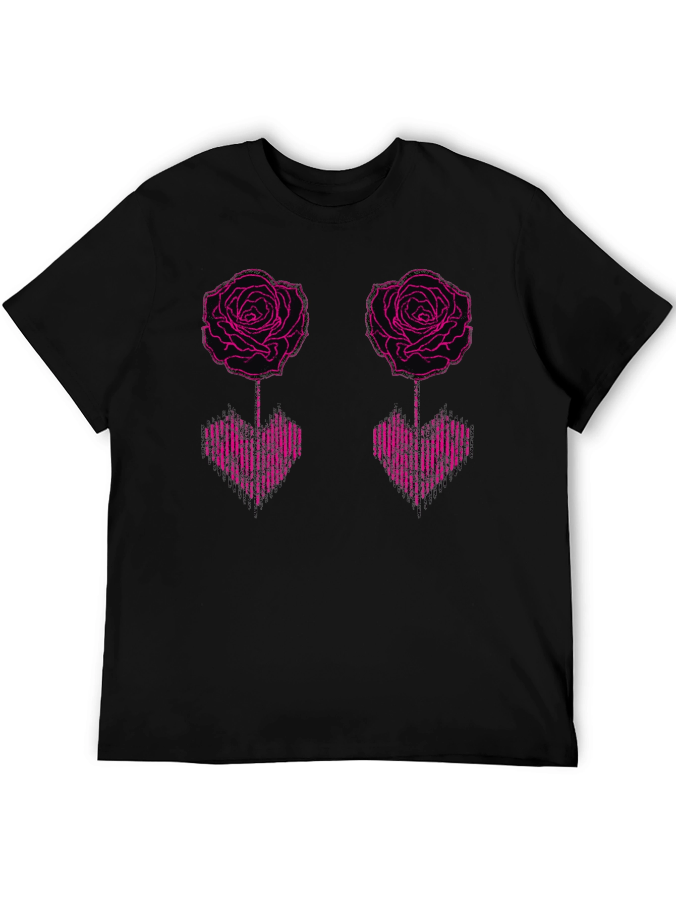 Rose Heart Graphic Tee - Black