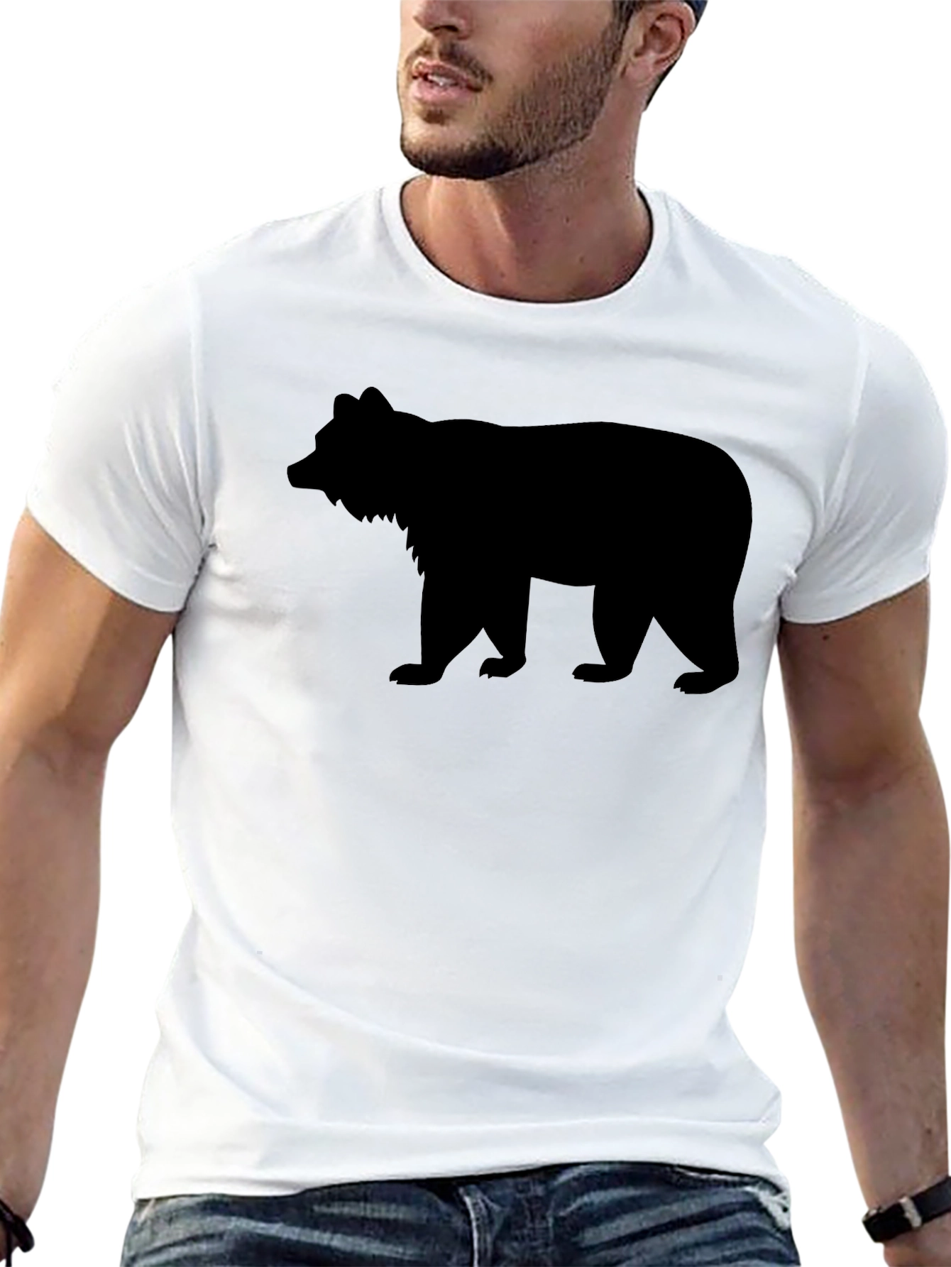 Black Bear Silhouette Graphic Tee - Mens Casual T-Shirt