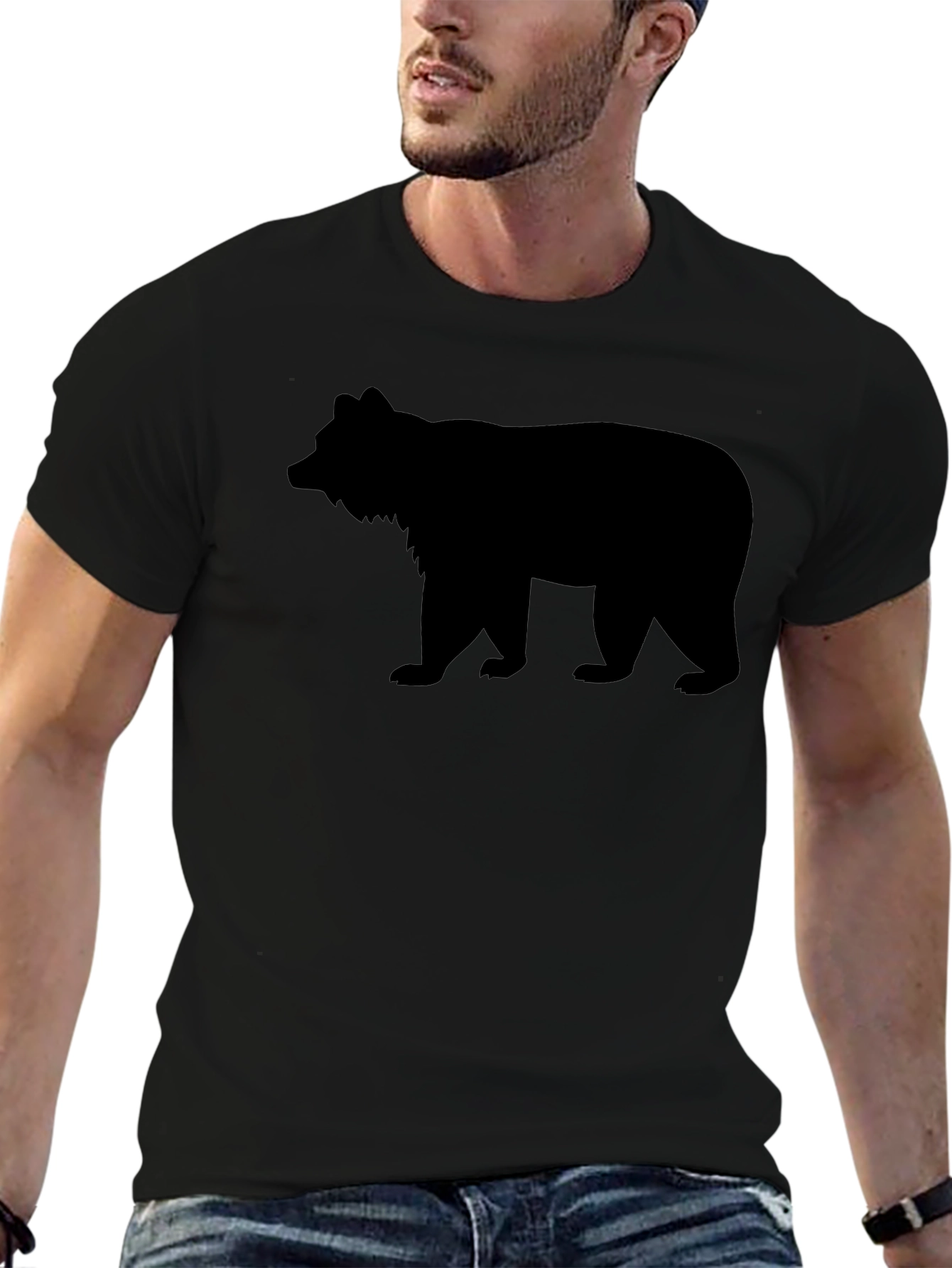 Black Bear Silhouette Graphic Tee - Mens Casual T-Shirt