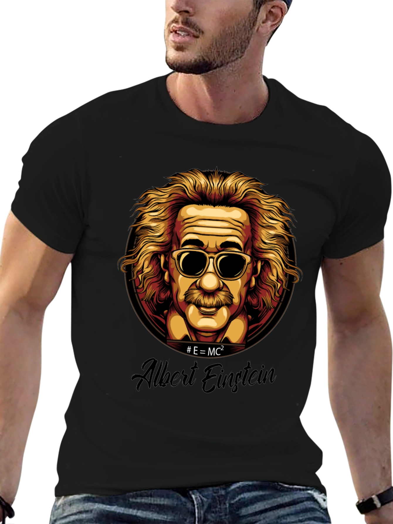 Einstein Portrait Black T-Shirt