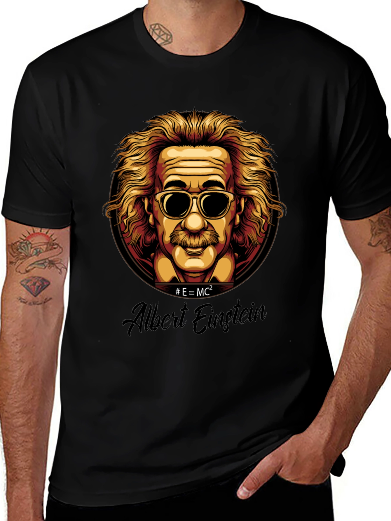 Einstein Portrait Black T-Shirt