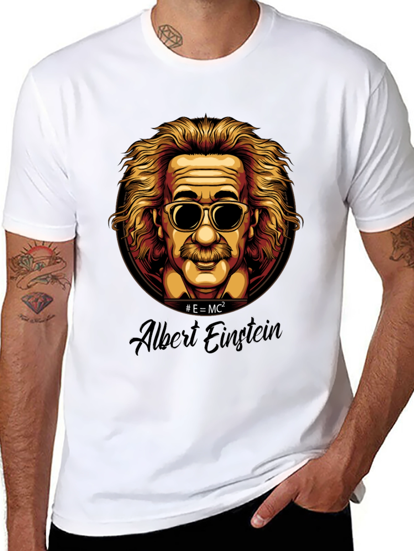 Einstein Portrait Black T-Shirt