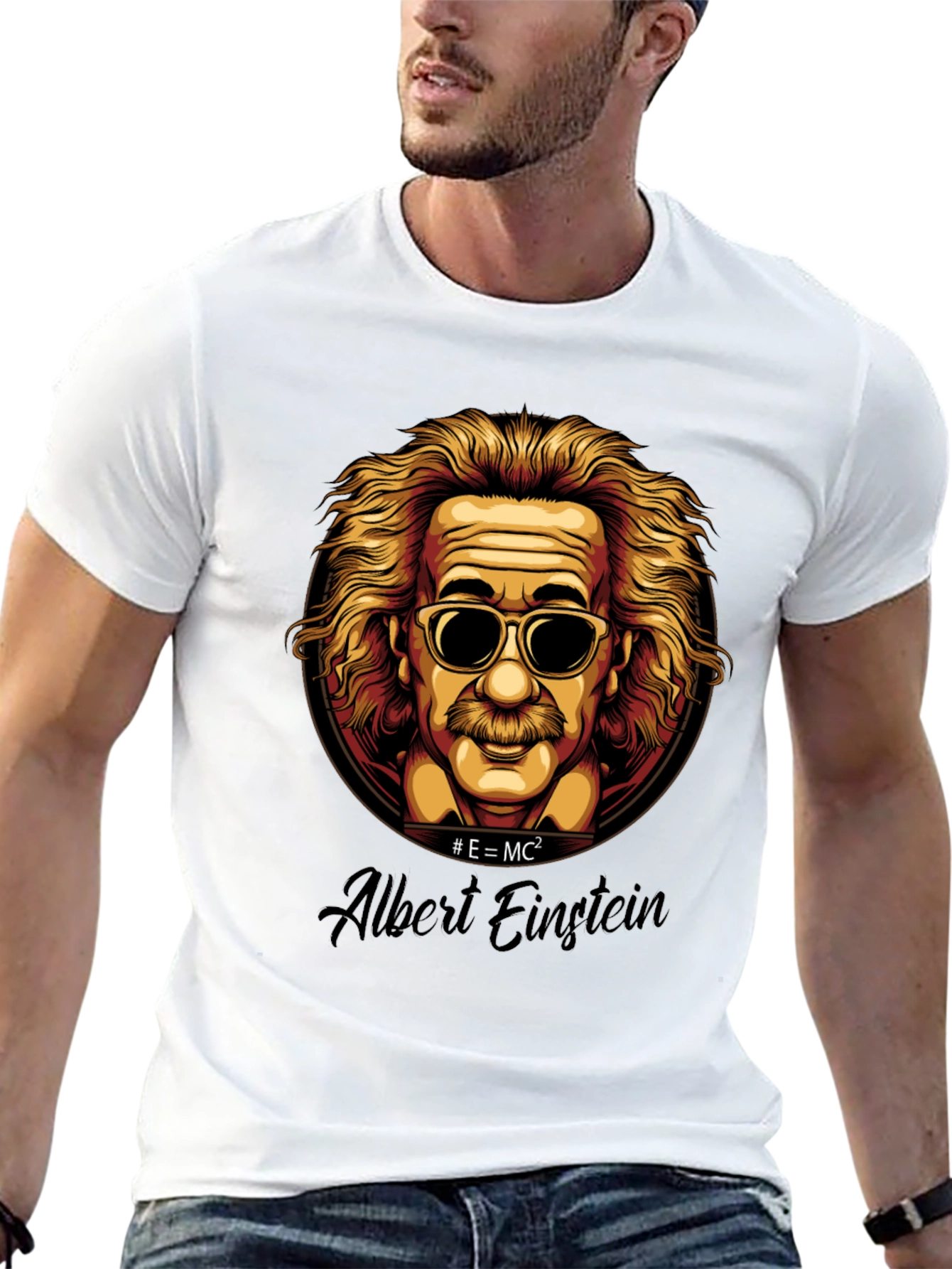 Einstein Portrait Black T-Shirt