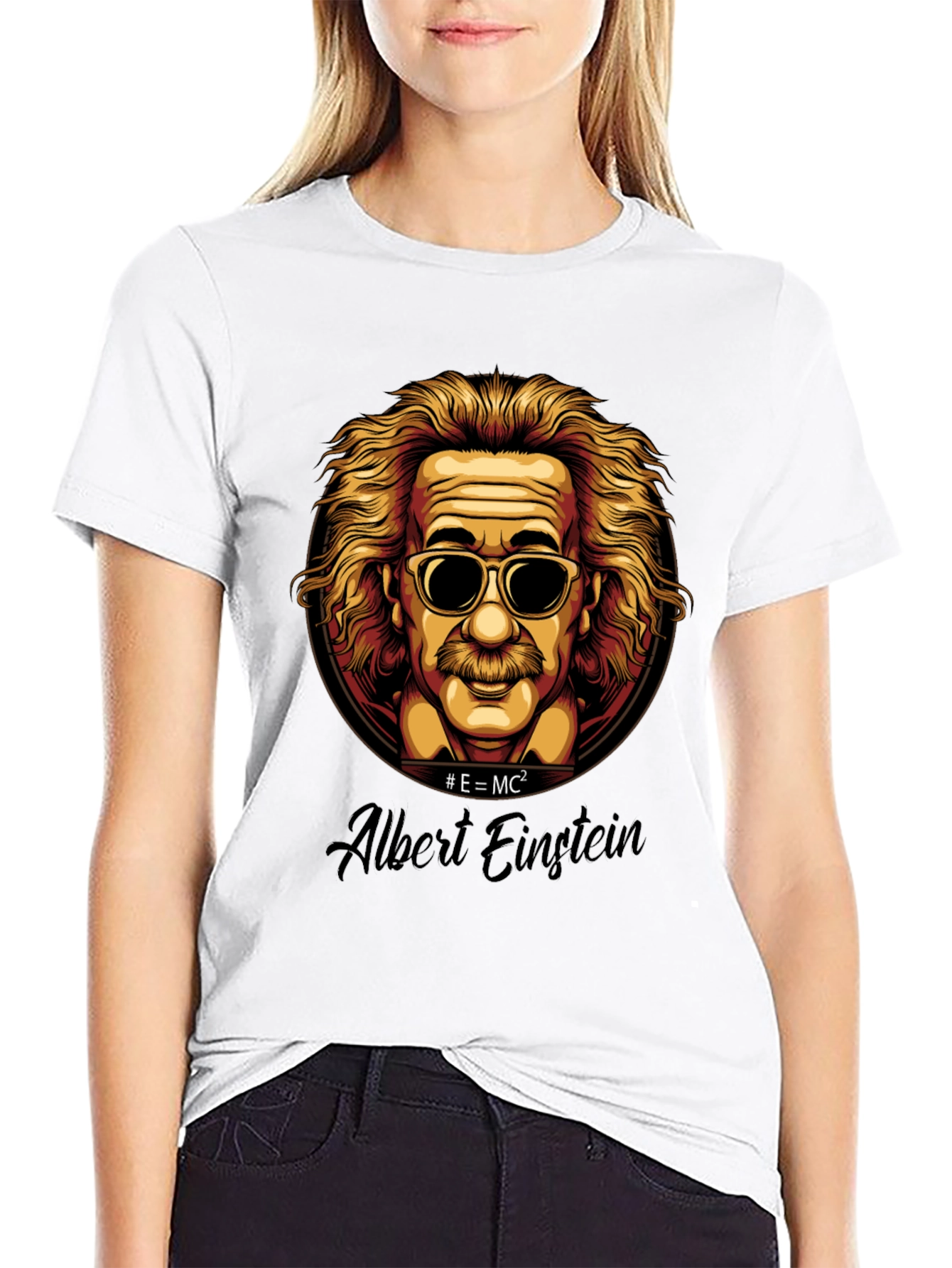 Einstein Portrait Black T-Shirt