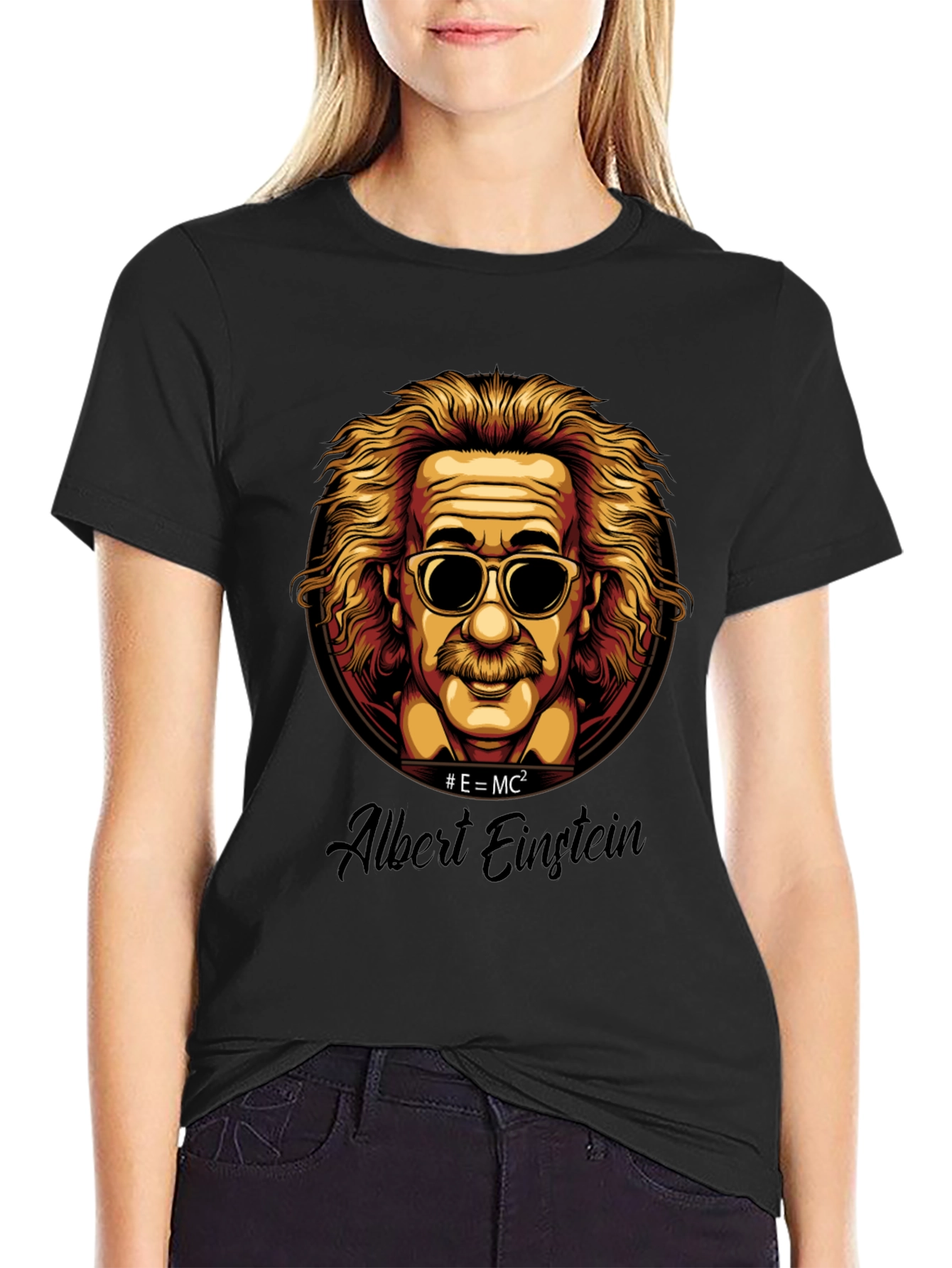 Einstein Portrait Black T-Shirt