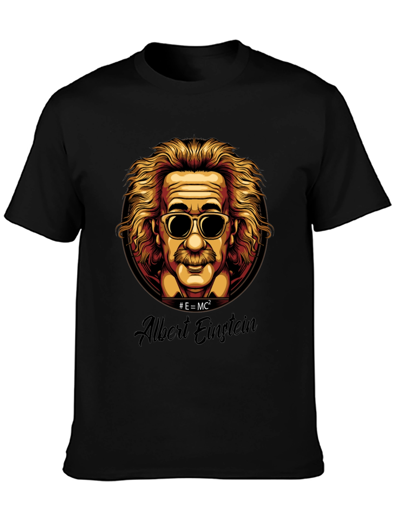 Einstein Portrait Black T-Shirt