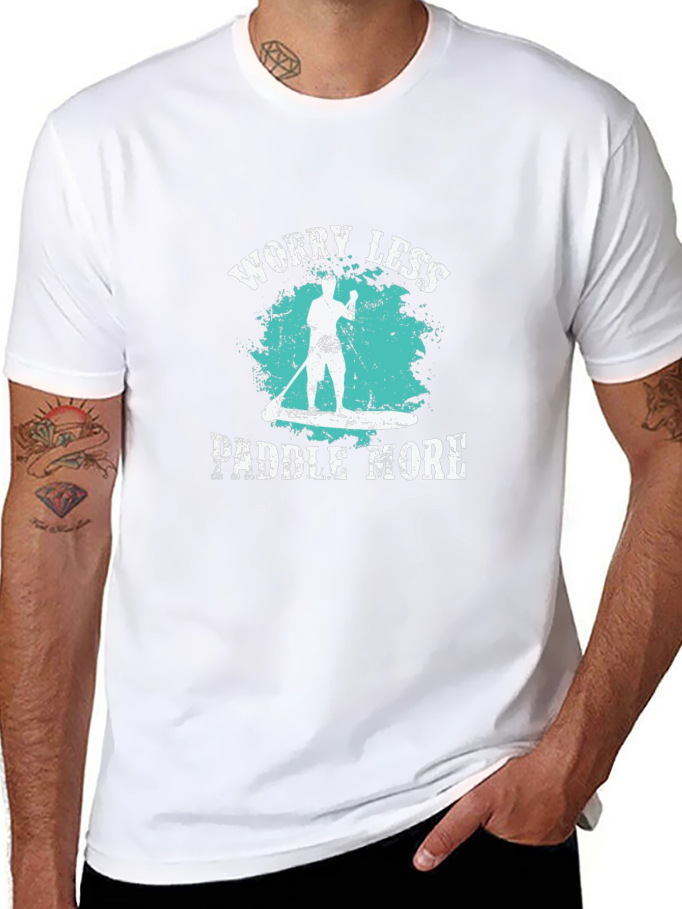 Worry Less Paddle More Black T-Shirt