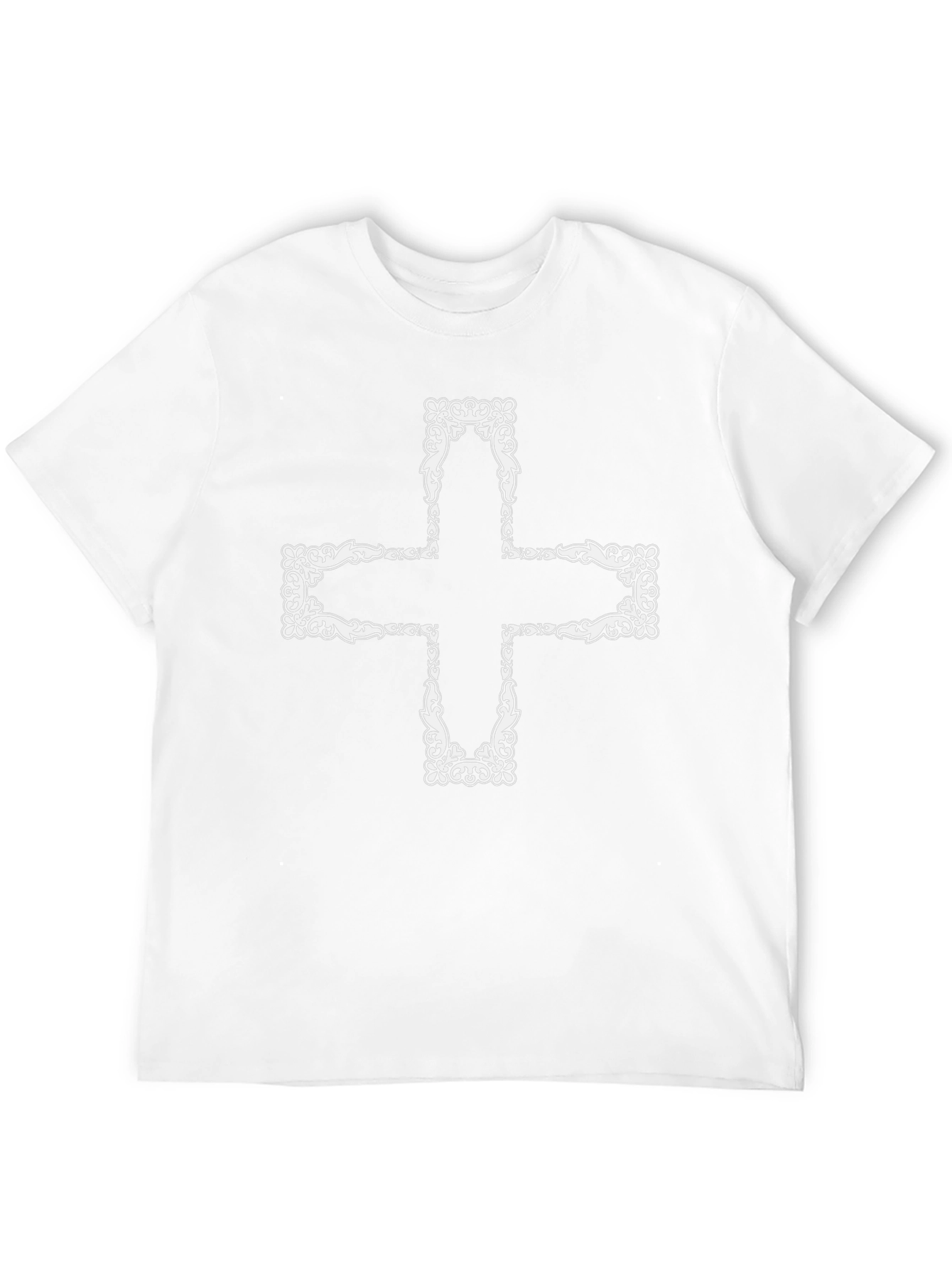 Ornate Cross Graphic Tee - Black Cotton T-Shirt