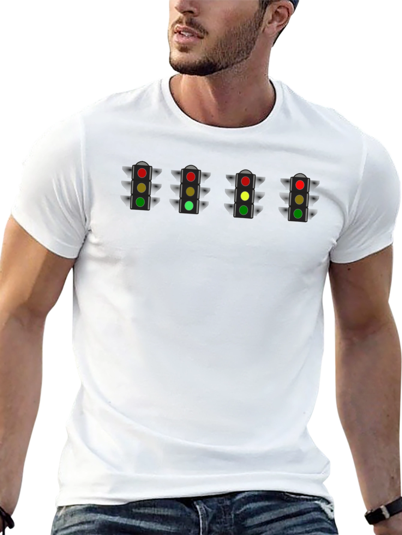 Traffic Light T-Shirt - Black Cotton Tee