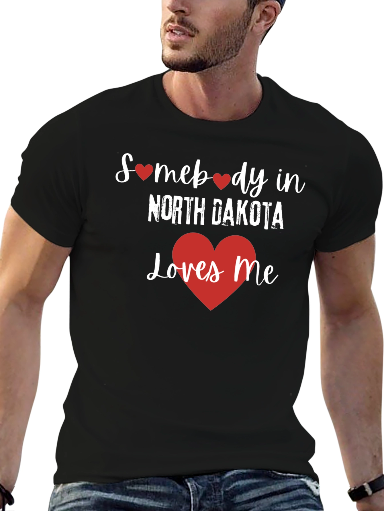 North Dakota Loves Me Graphic Tee - Black