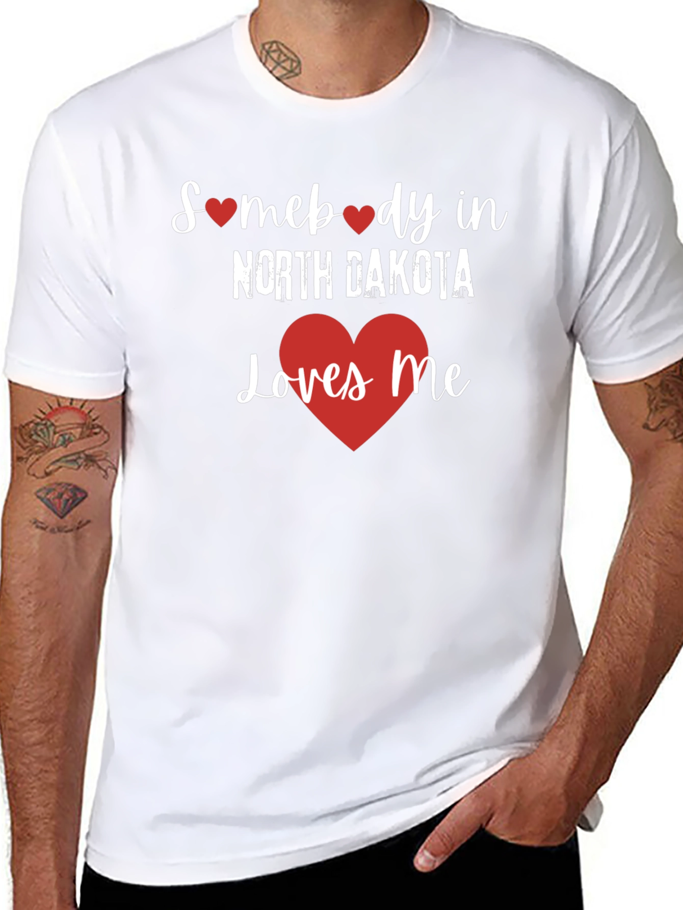 North Dakota Loves Me Graphic Tee - Black