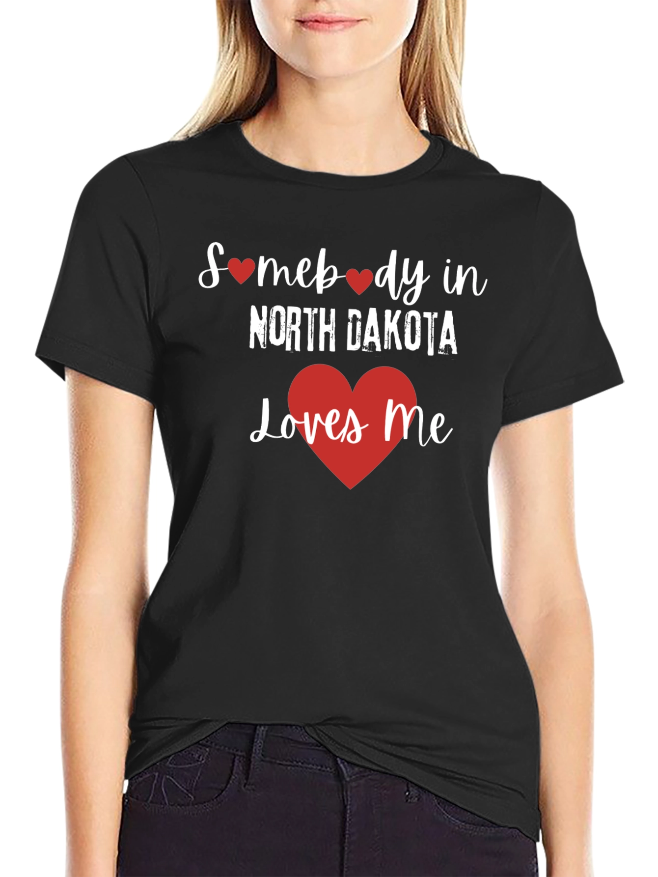 North Dakota Loves Me Graphic Tee - Black
