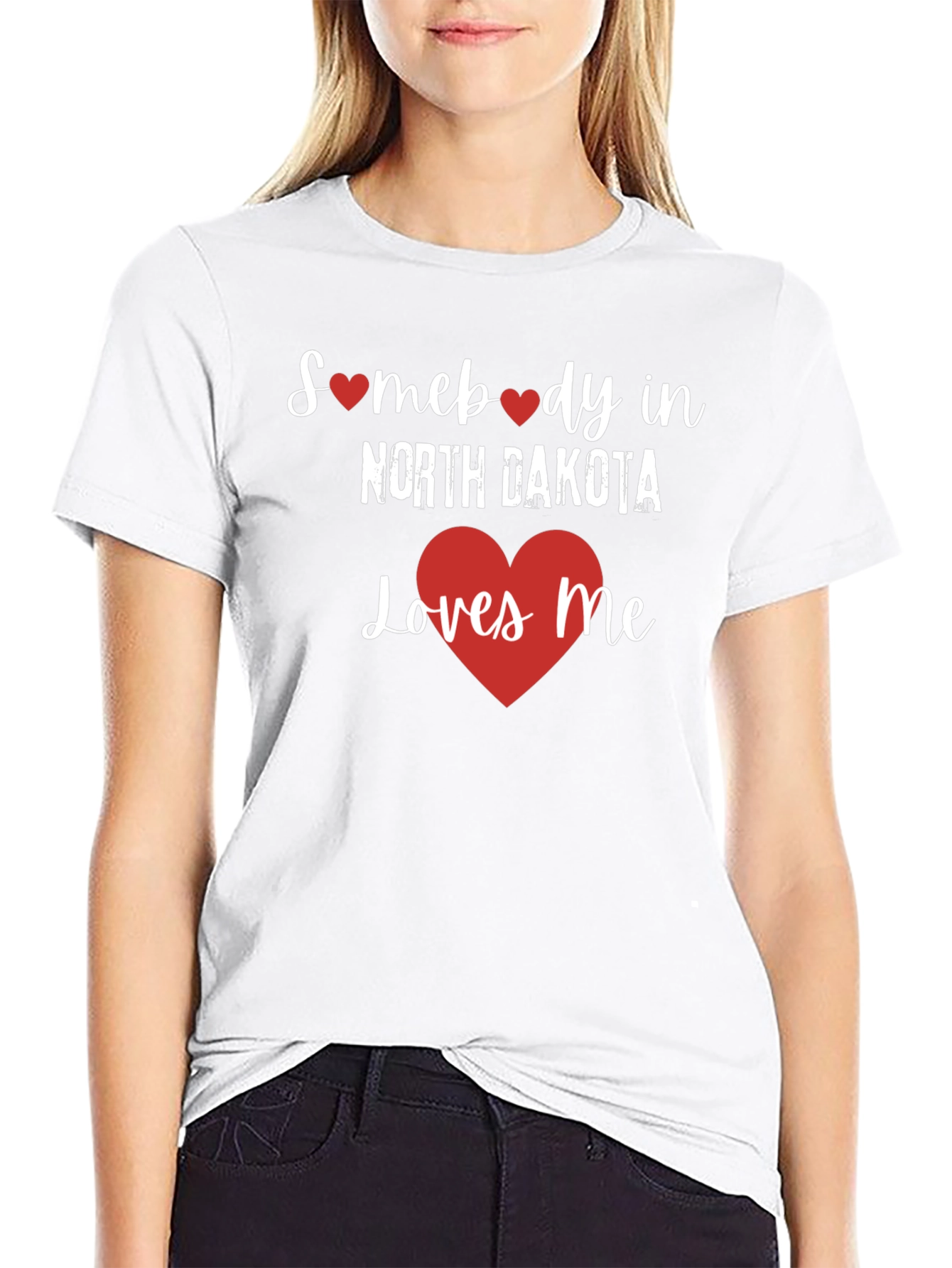 North Dakota Loves Me Graphic Tee - Black