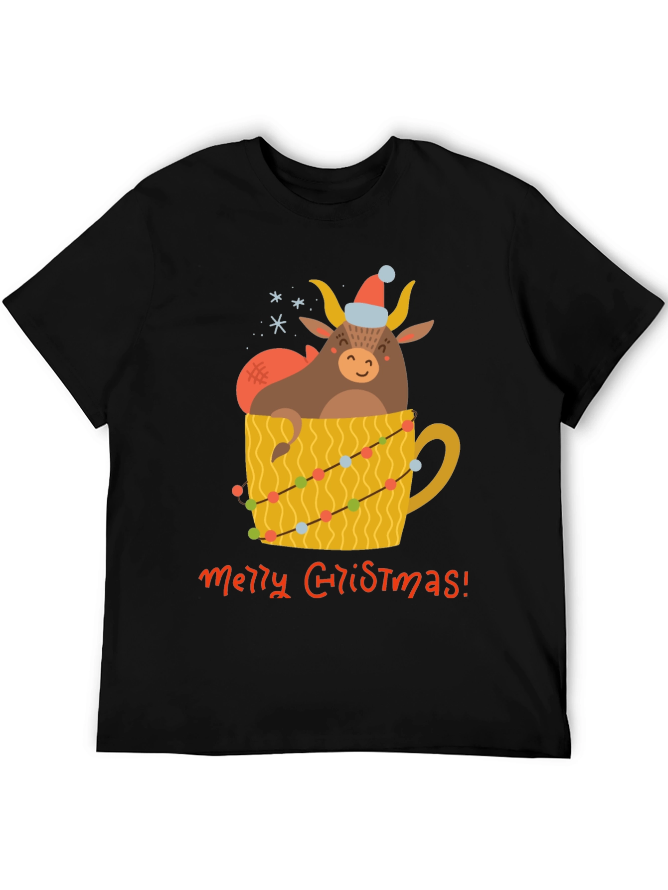 Festive Bull in Mug Christmas T-Shirt