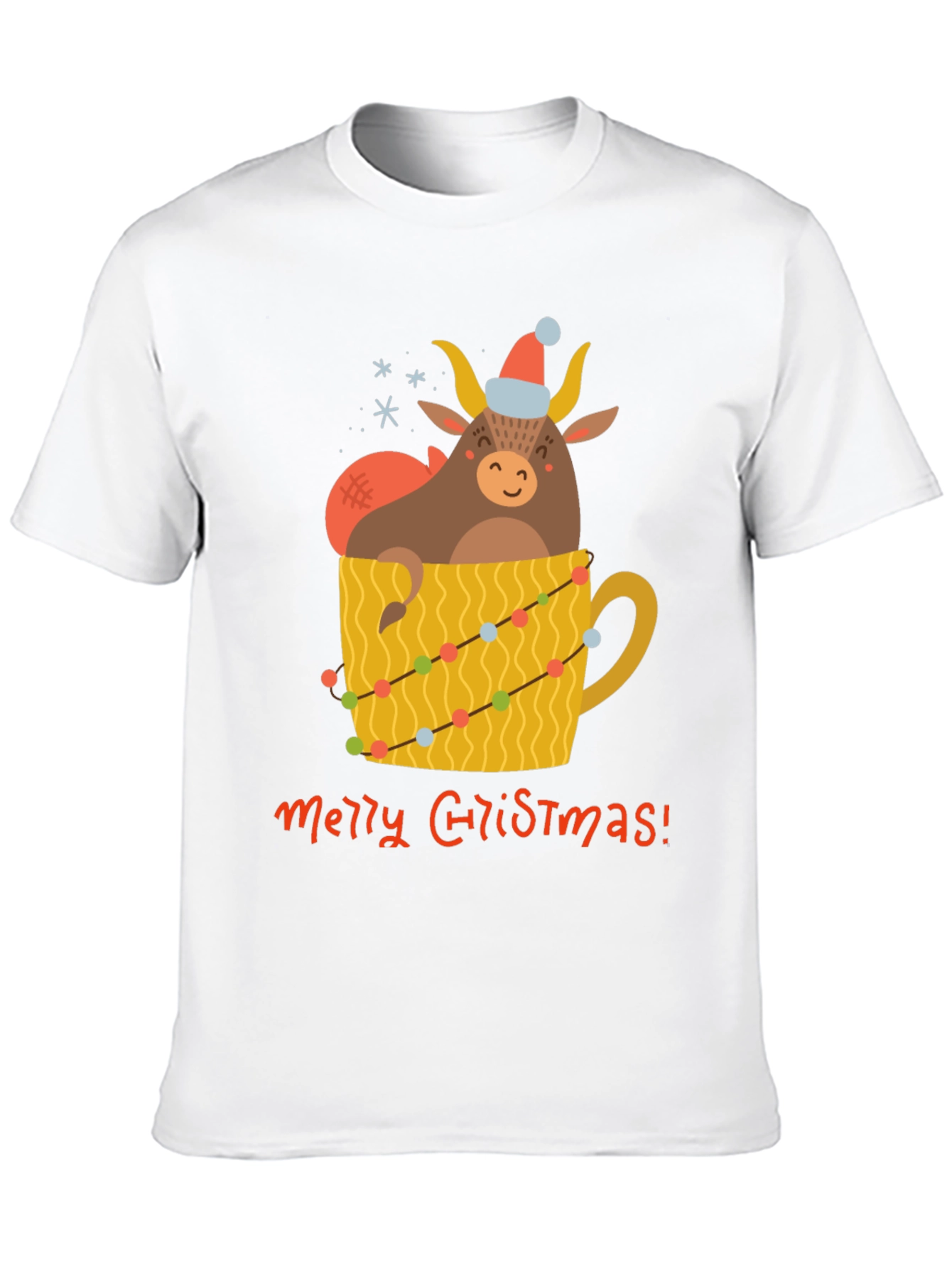 Festive Bull in Mug Christmas T-Shirt