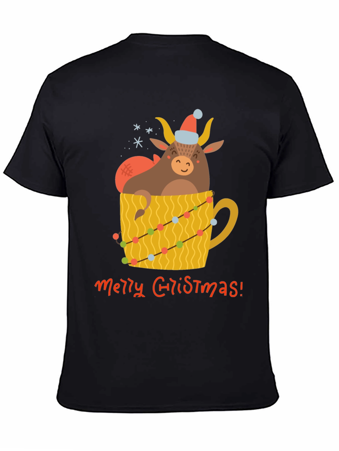 Festive Bull in Mug Christmas T-Shirt