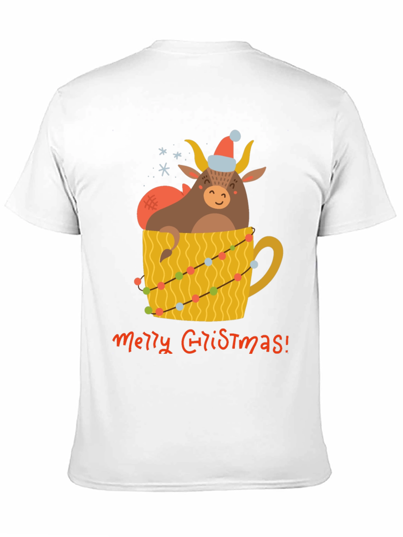 Festive Bull in Mug Christmas T-Shirt
