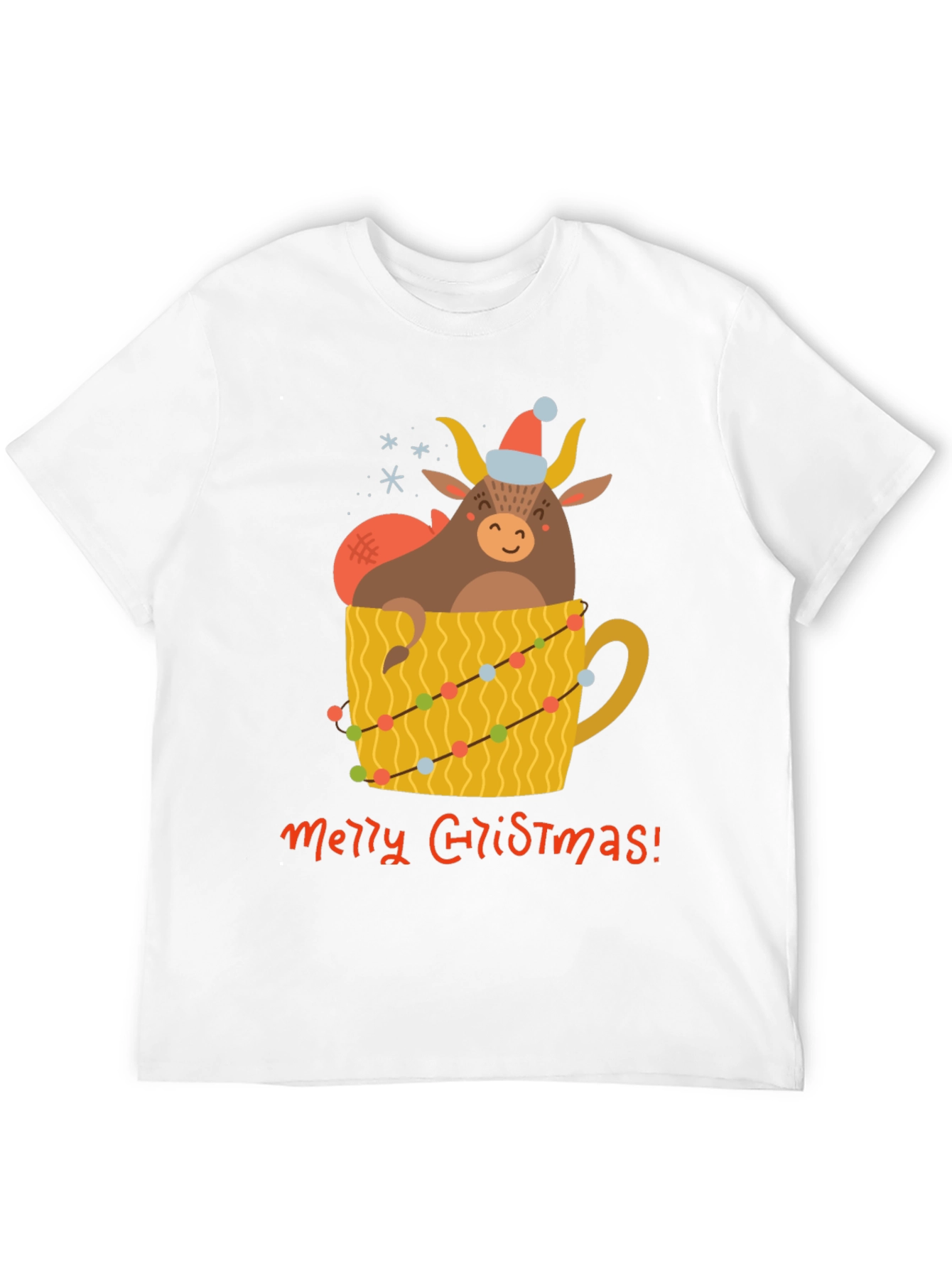Festive Bull in Mug Christmas T-Shirt
