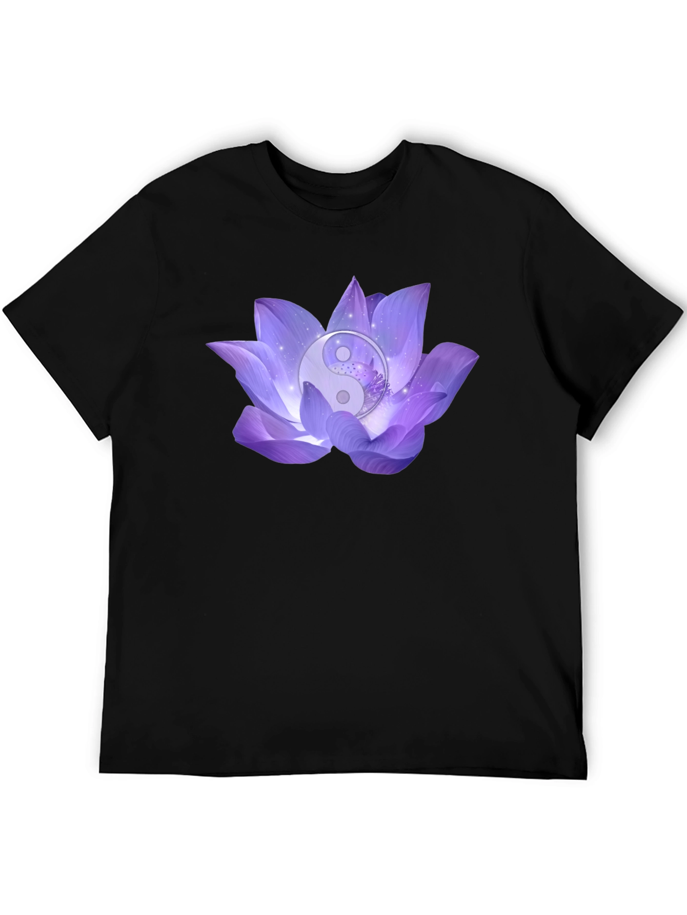 Yin Yang Lotus Flower Graphic T-Shirt