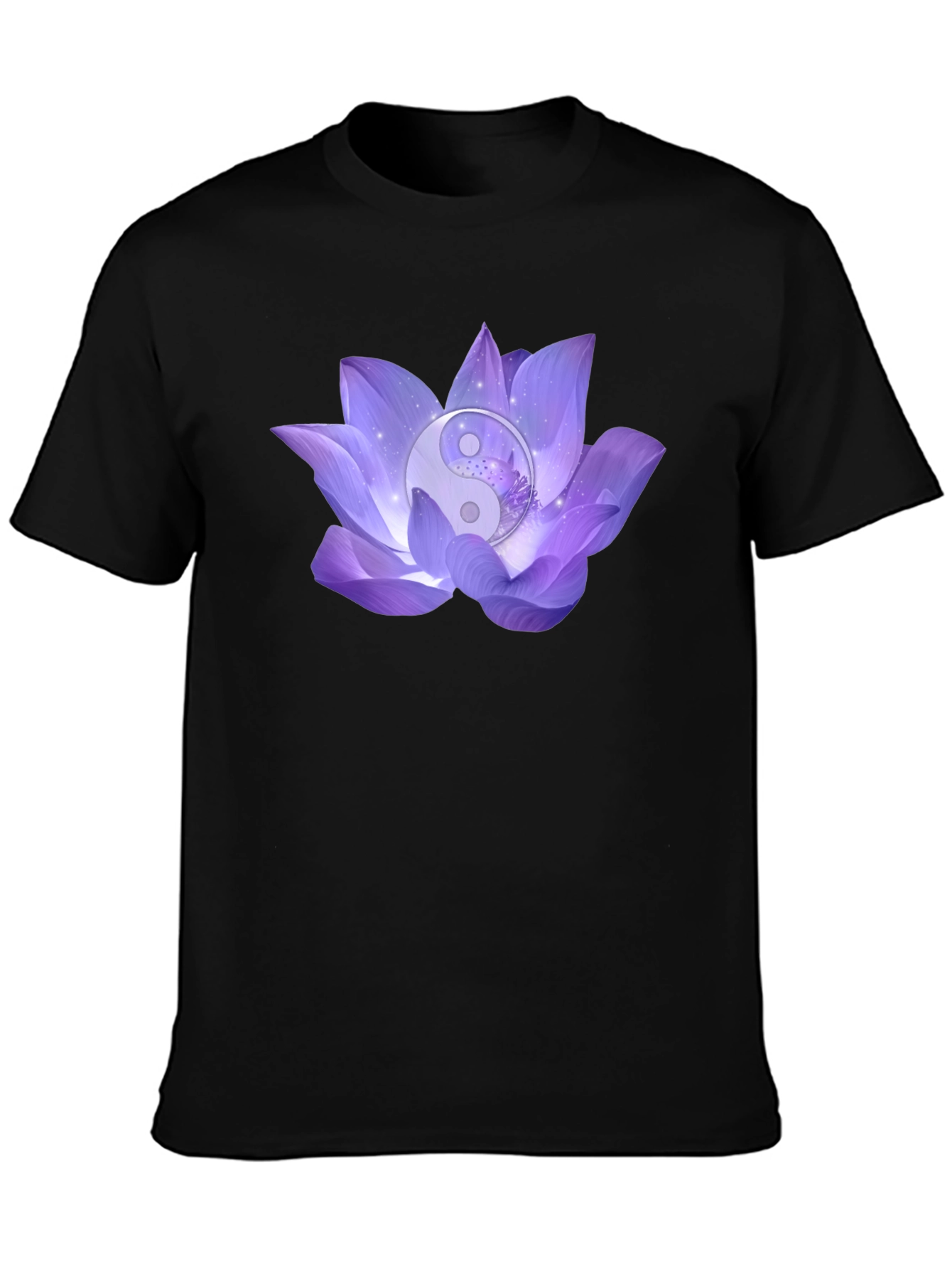 Yin Yang Lotus Flower Graphic T-Shirt