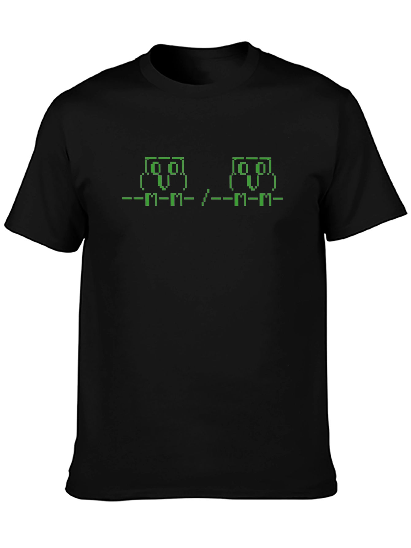 Retro Pixel Art Owls T-Shirt - Classic Black Tee