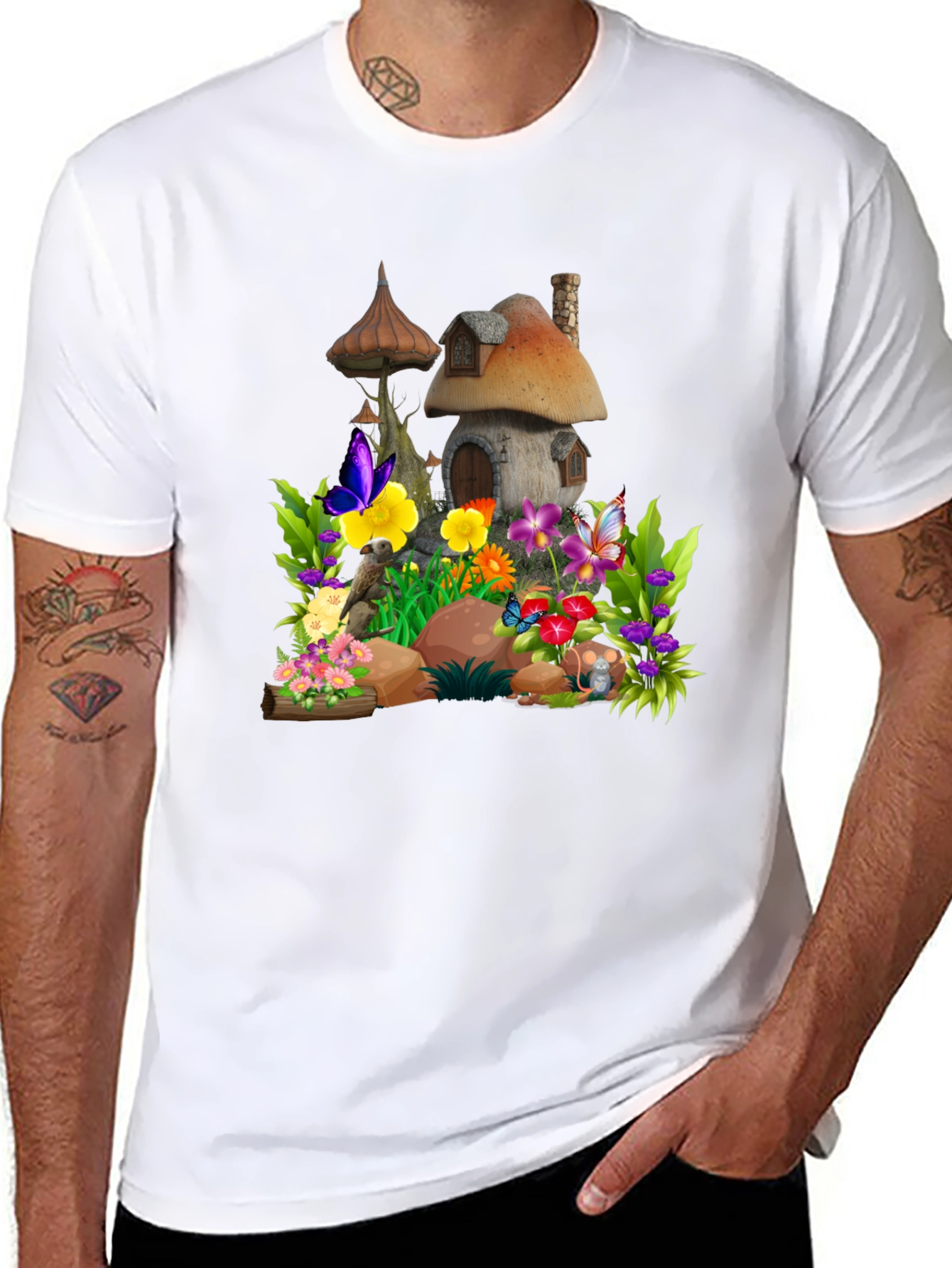 Whimsical Mushroom House Graphic Tee