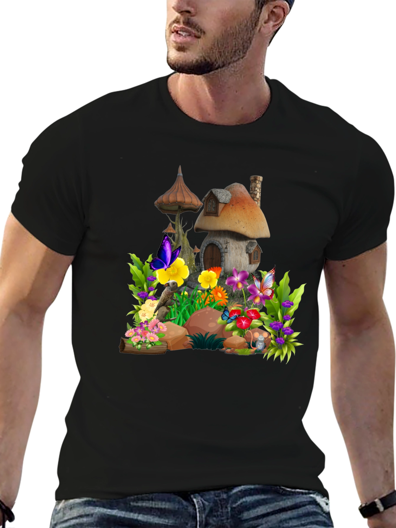 Whimsical Mushroom House Graphic Tee