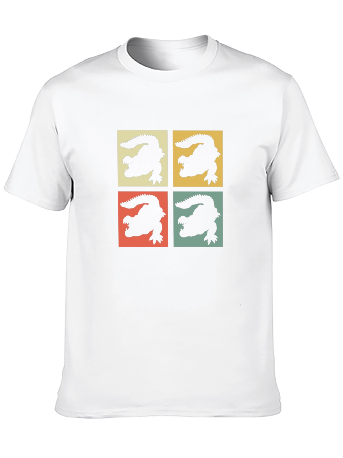 Retro Alligator Graphic Print Crew Neck Tee