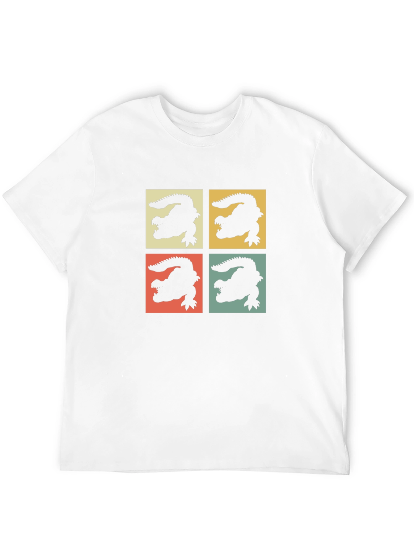 Retro Alligator Graphic Print Crew Neck Tee